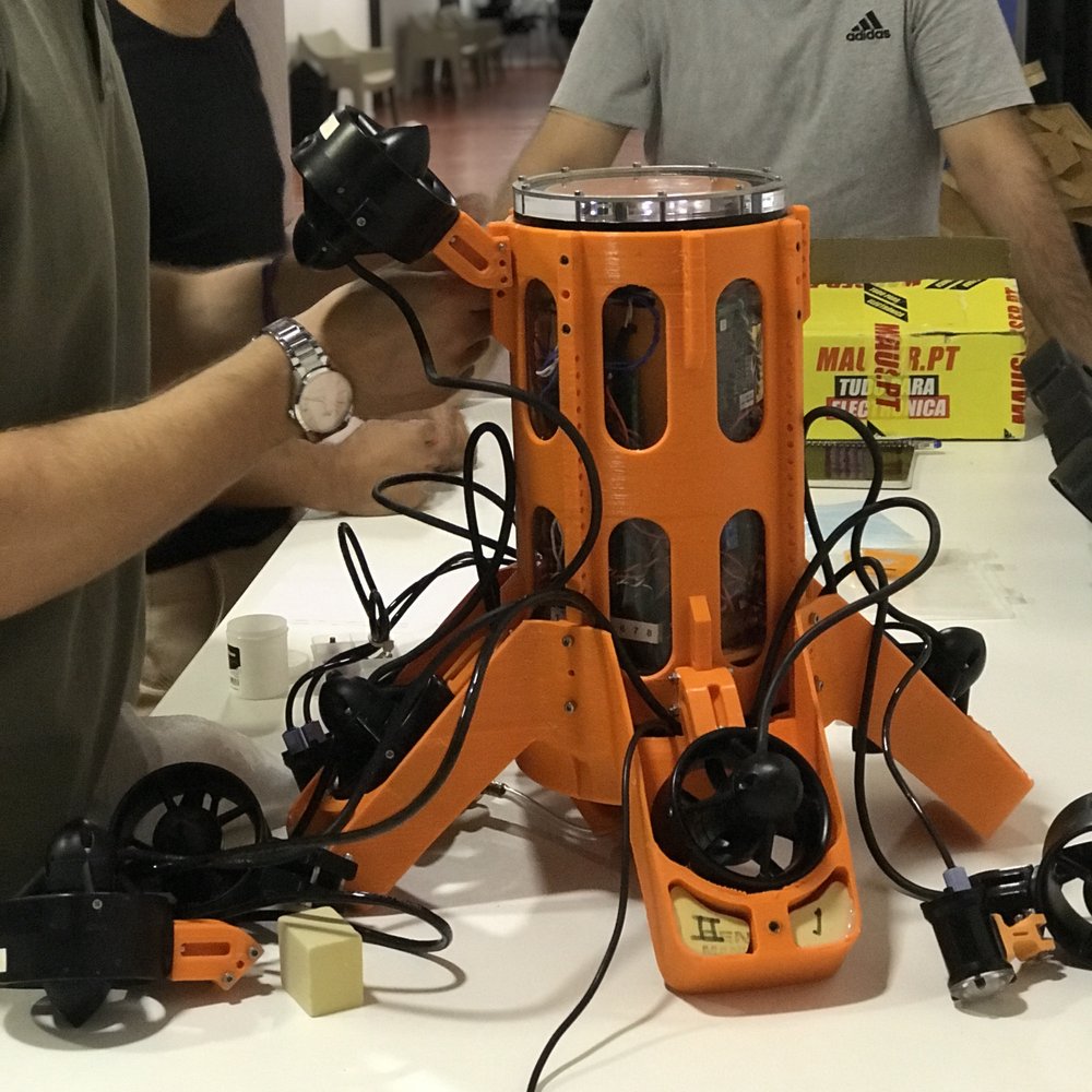 Close up of ROV being assembled