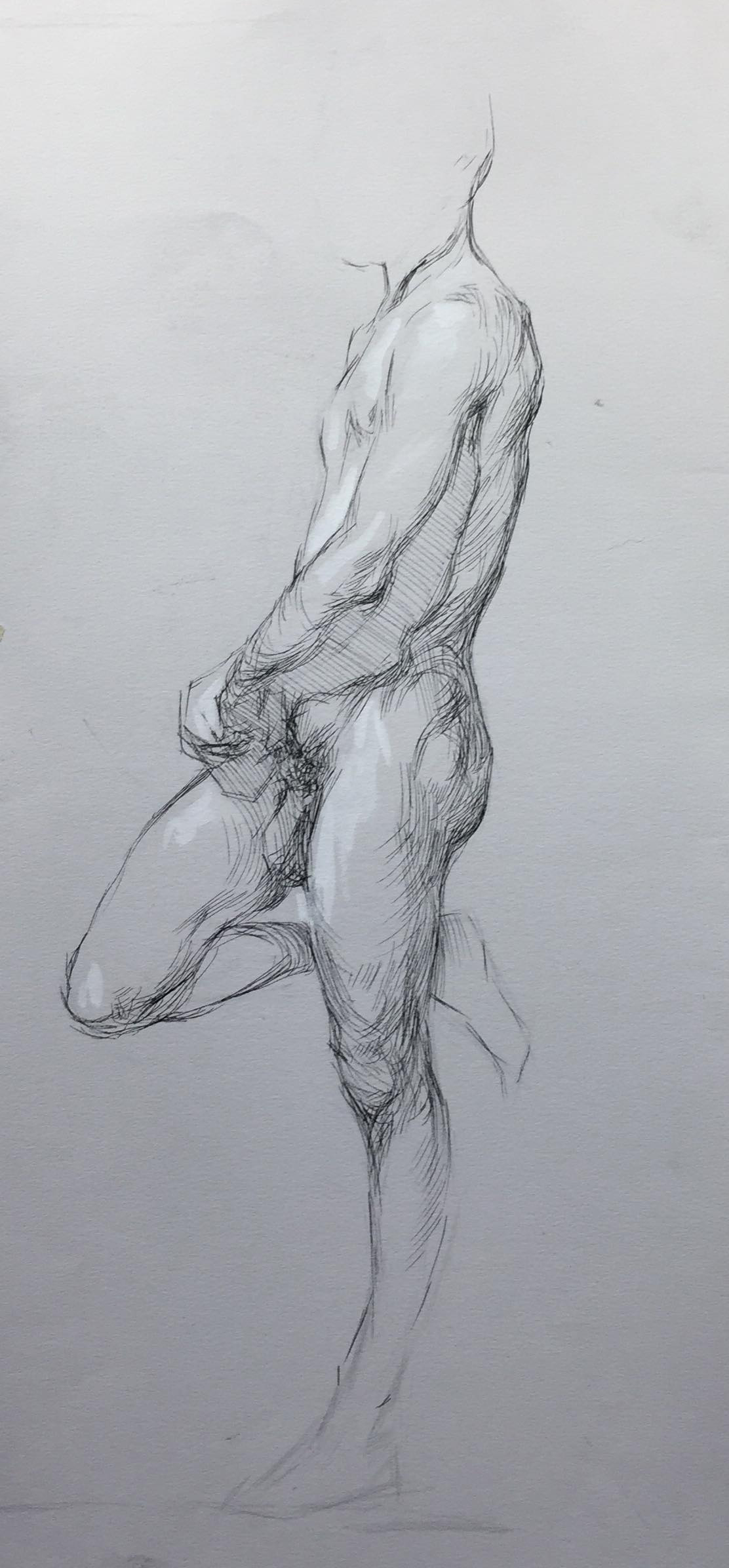 Figure study, Ink and Gouache