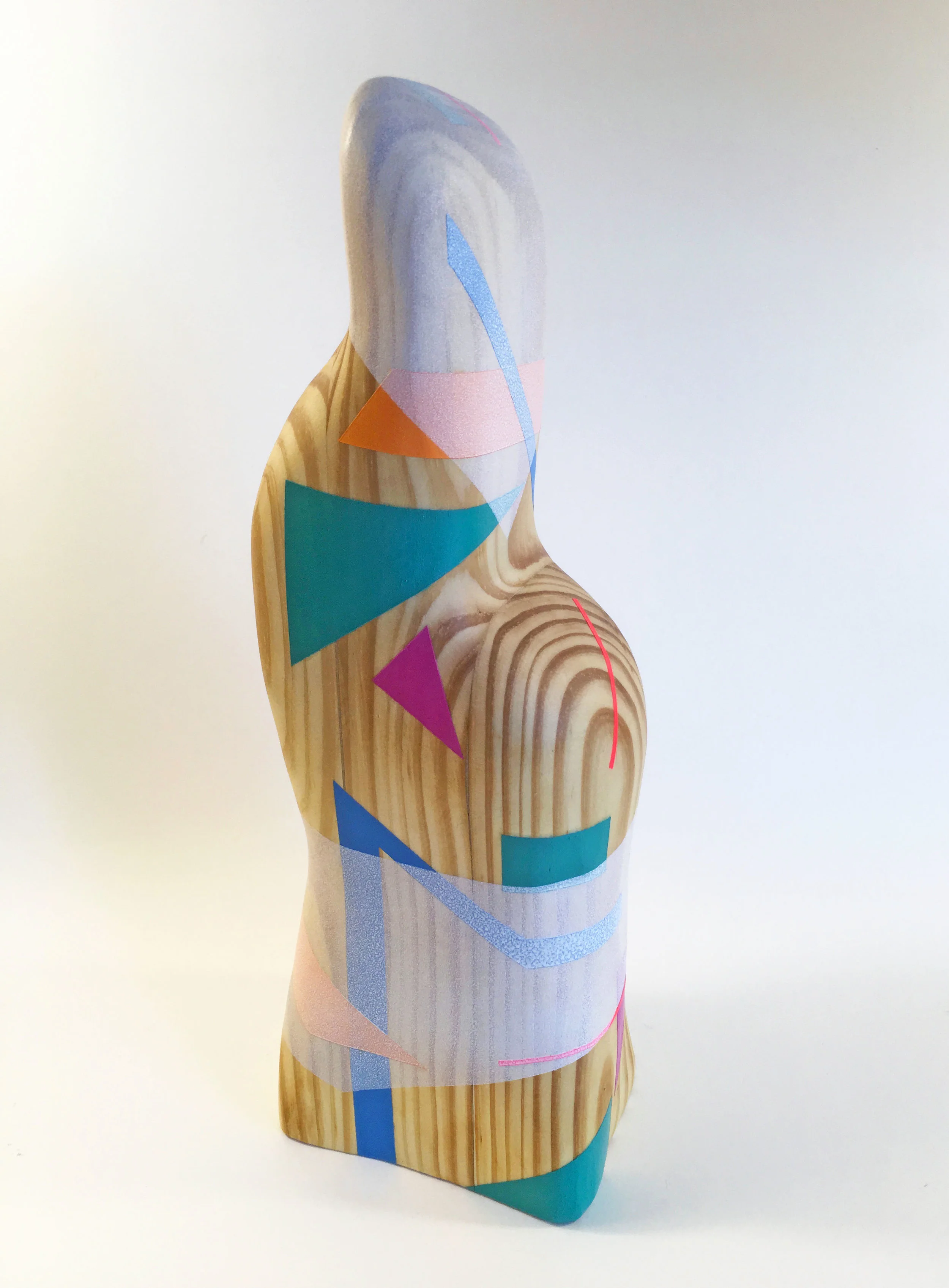 Untitled , Acrylic paint and butcher-block oil on pine, 12.5" x 4.5" x 3.25,” 2017.