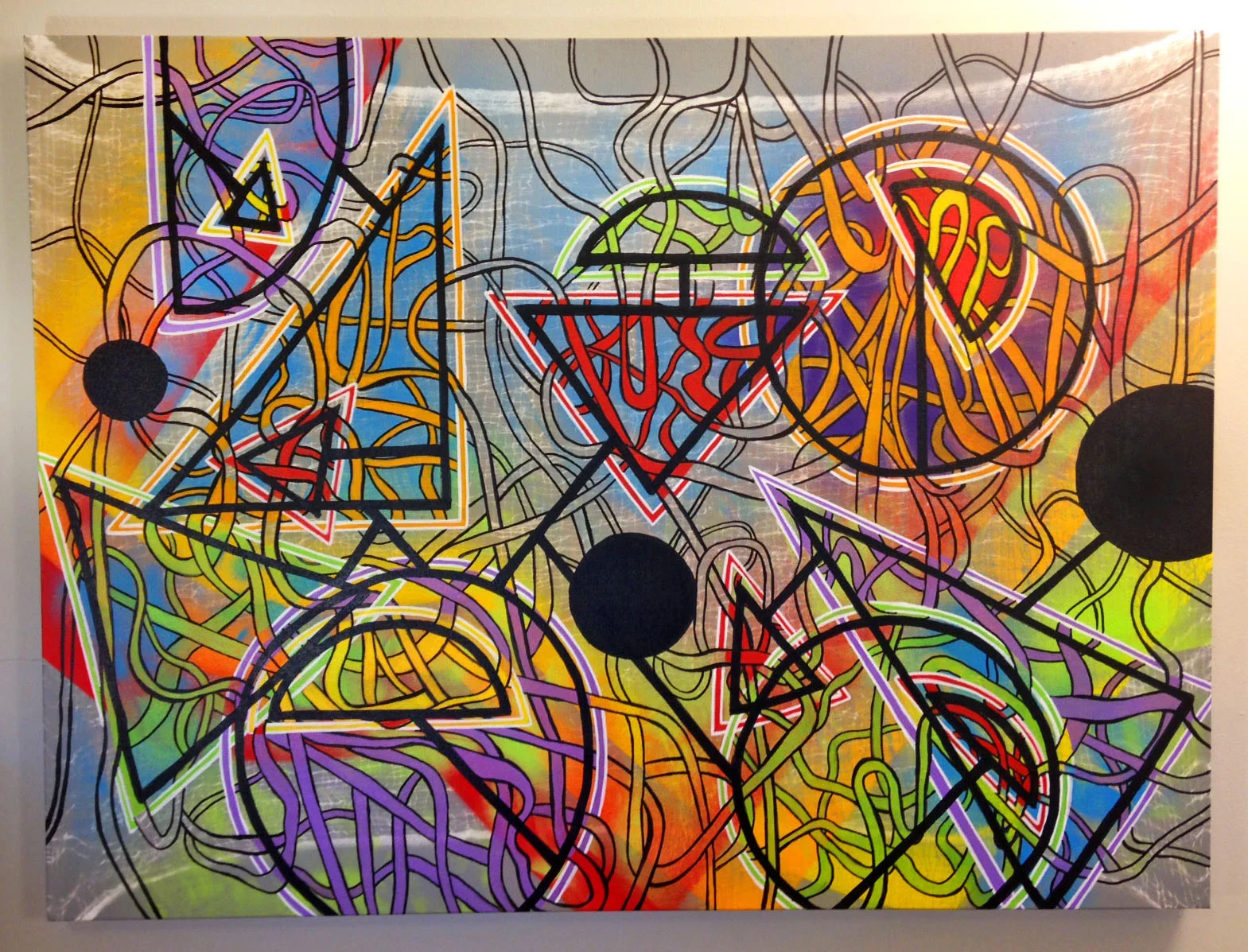 Creative Process 1 , Spray paint and paint marker on canvas, 30" x 40,” 2016.