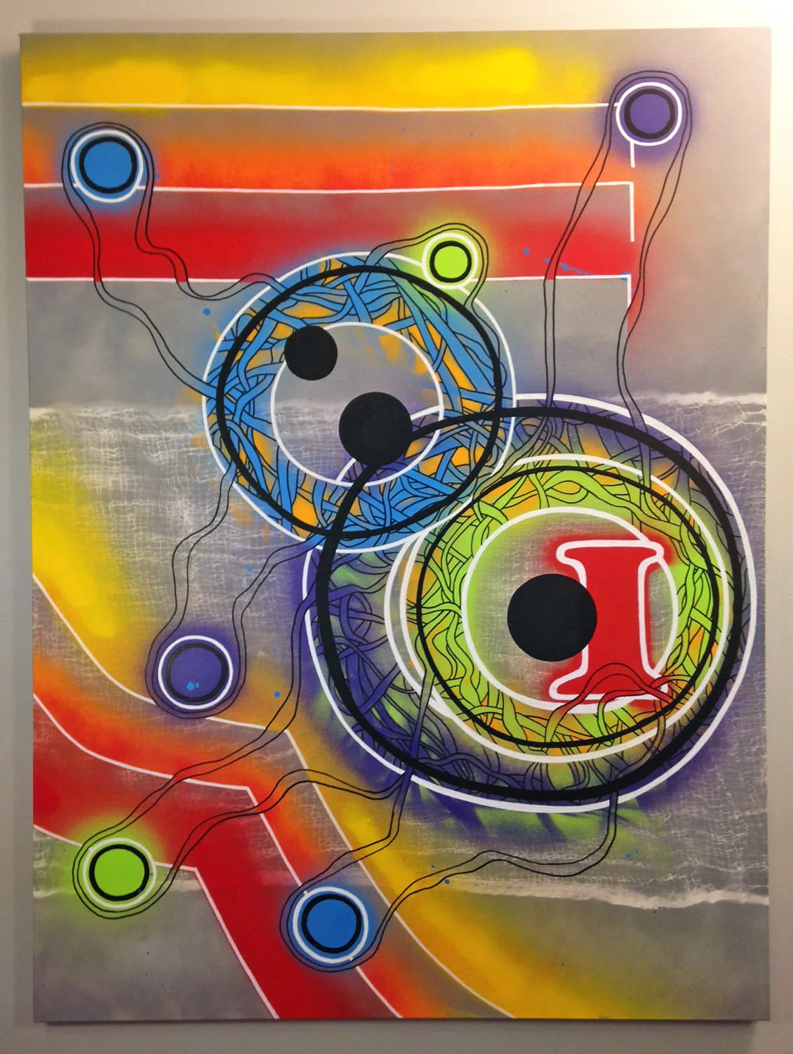 Creative Process 2 , Spray paint and paint marker on canvas, 36" x 48,” 2016.