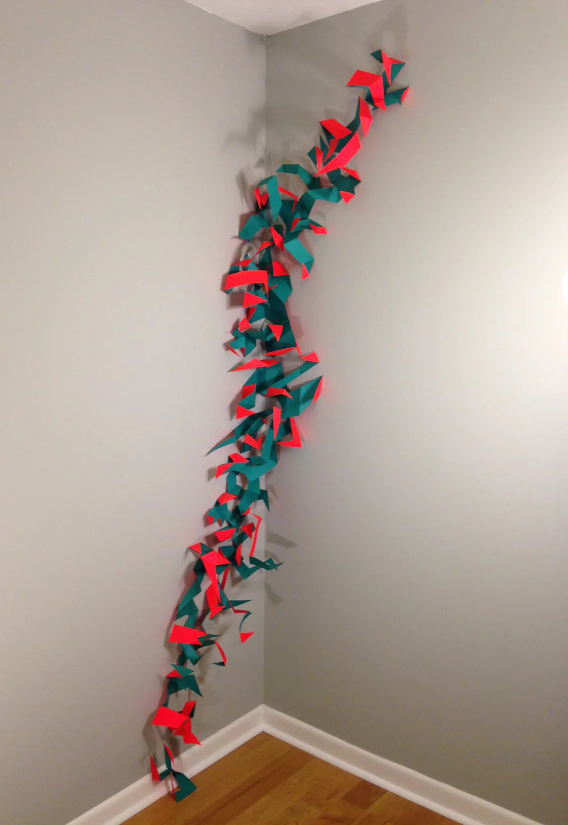 Fitting In installation, Spray paint on paper, 2016.