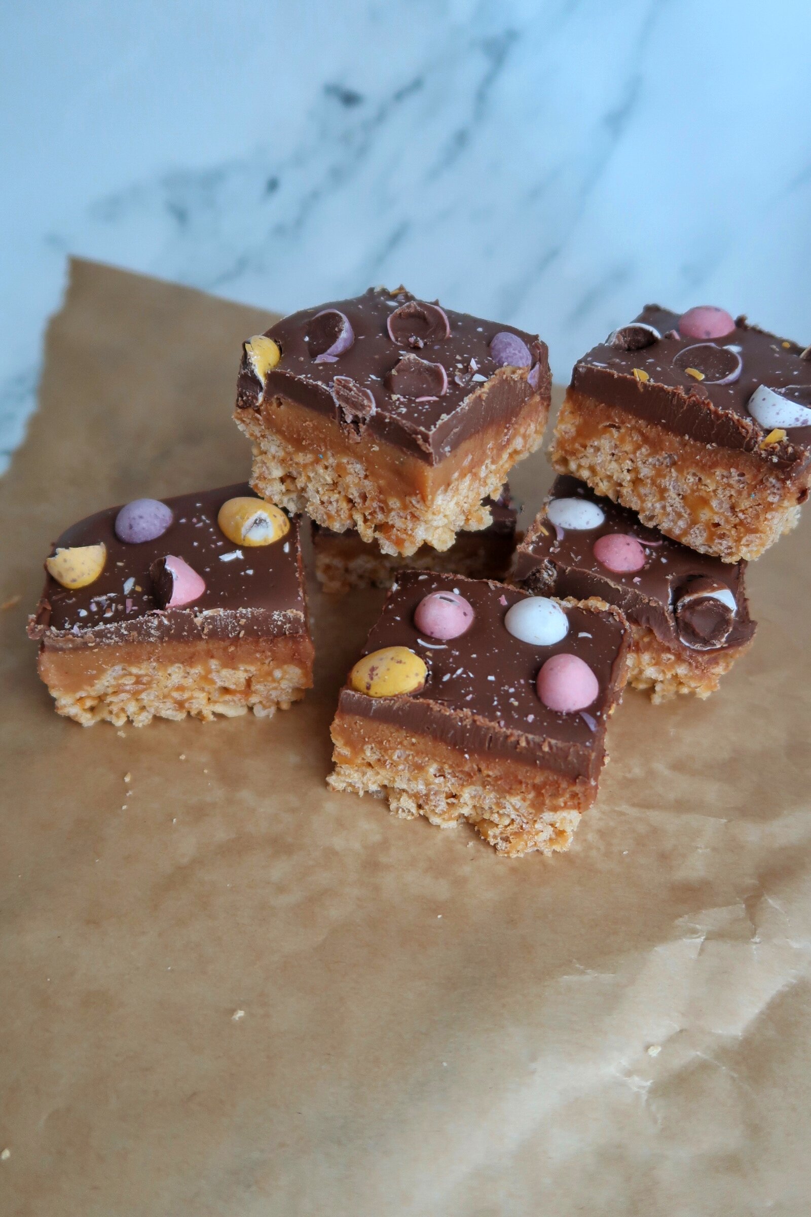 Mini Egg Millionaires Rice Crispy Cakes (Gluten Free)