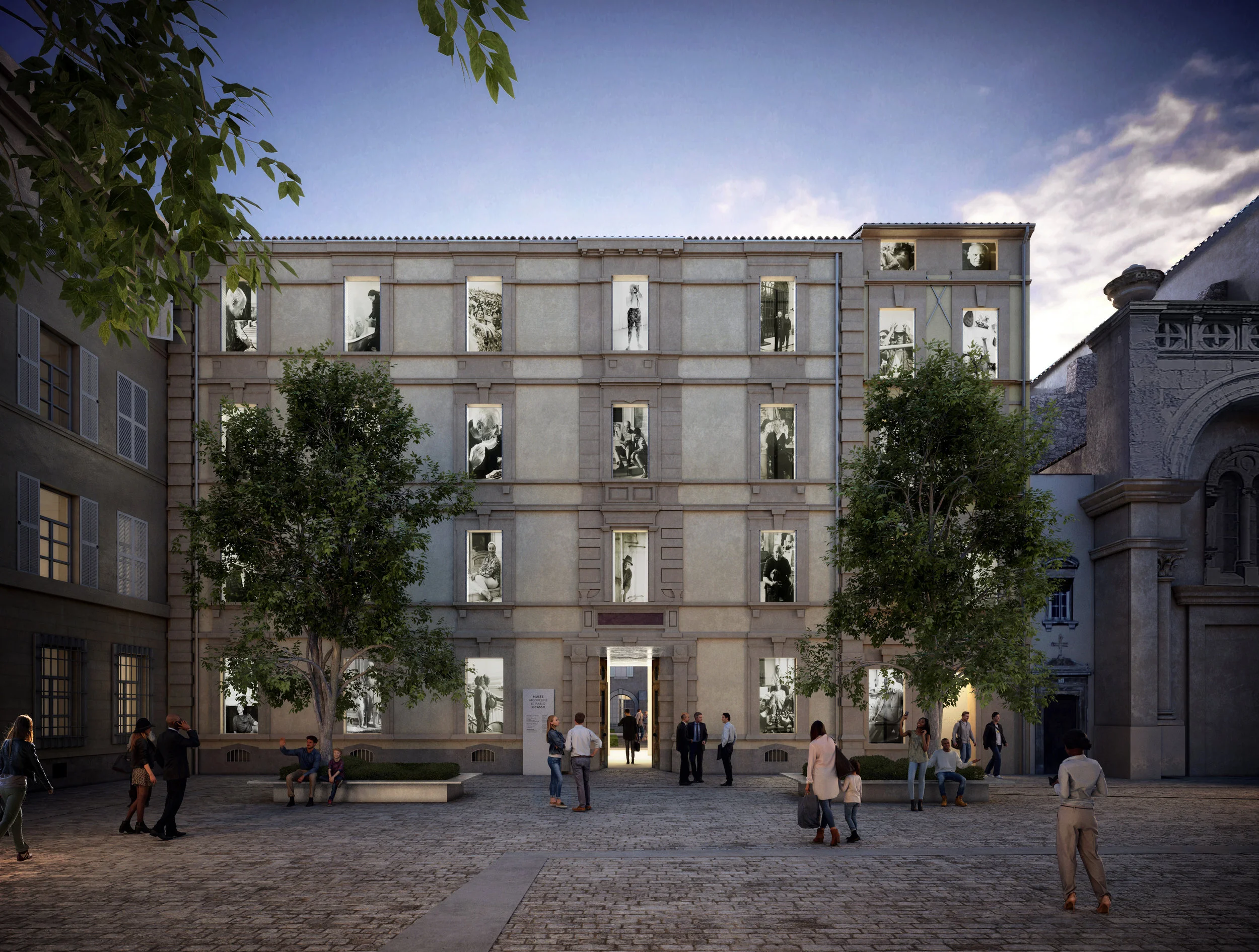  ENTREE DU MUSEE - VUE DU SOIR 