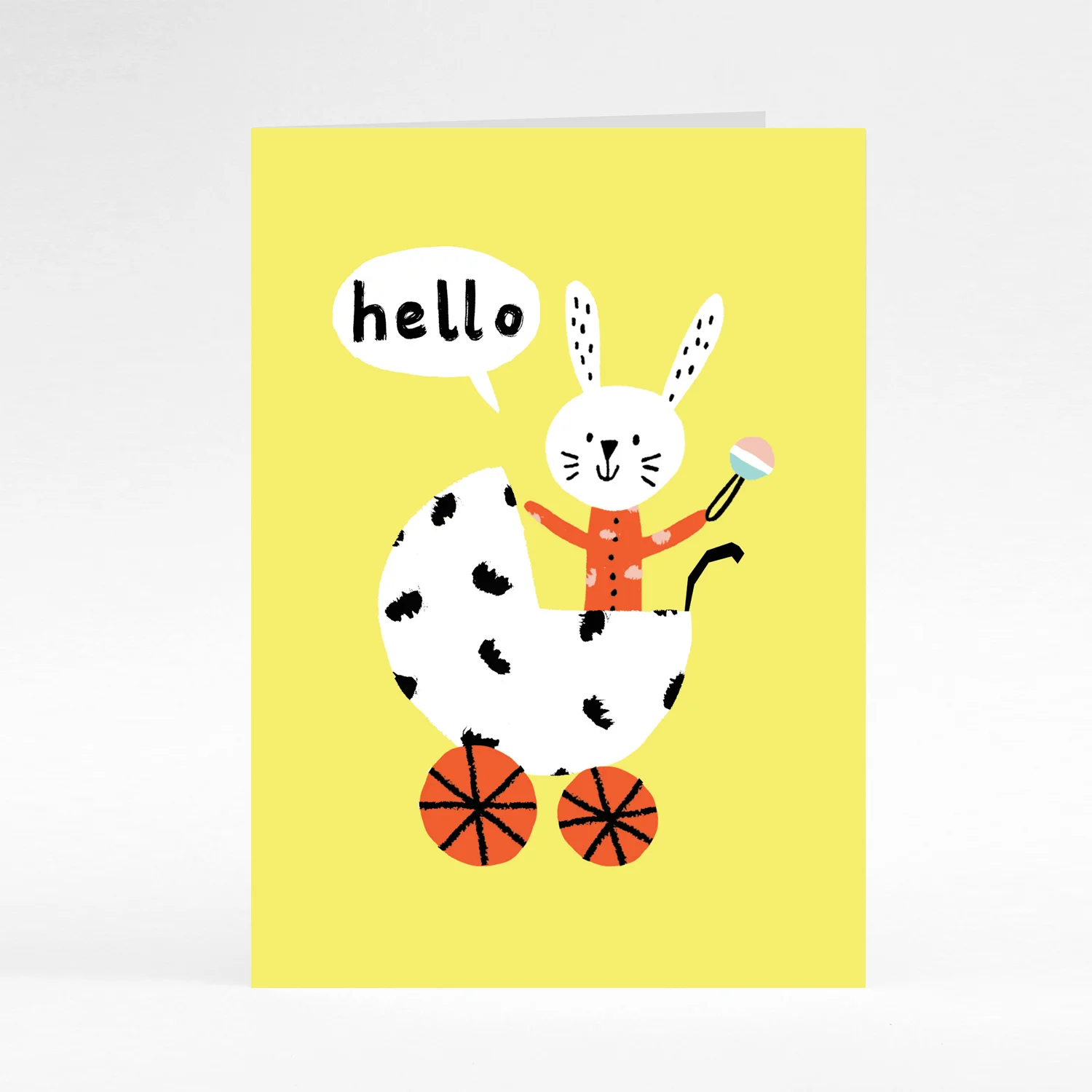 New Baby Rabbit in pram card 