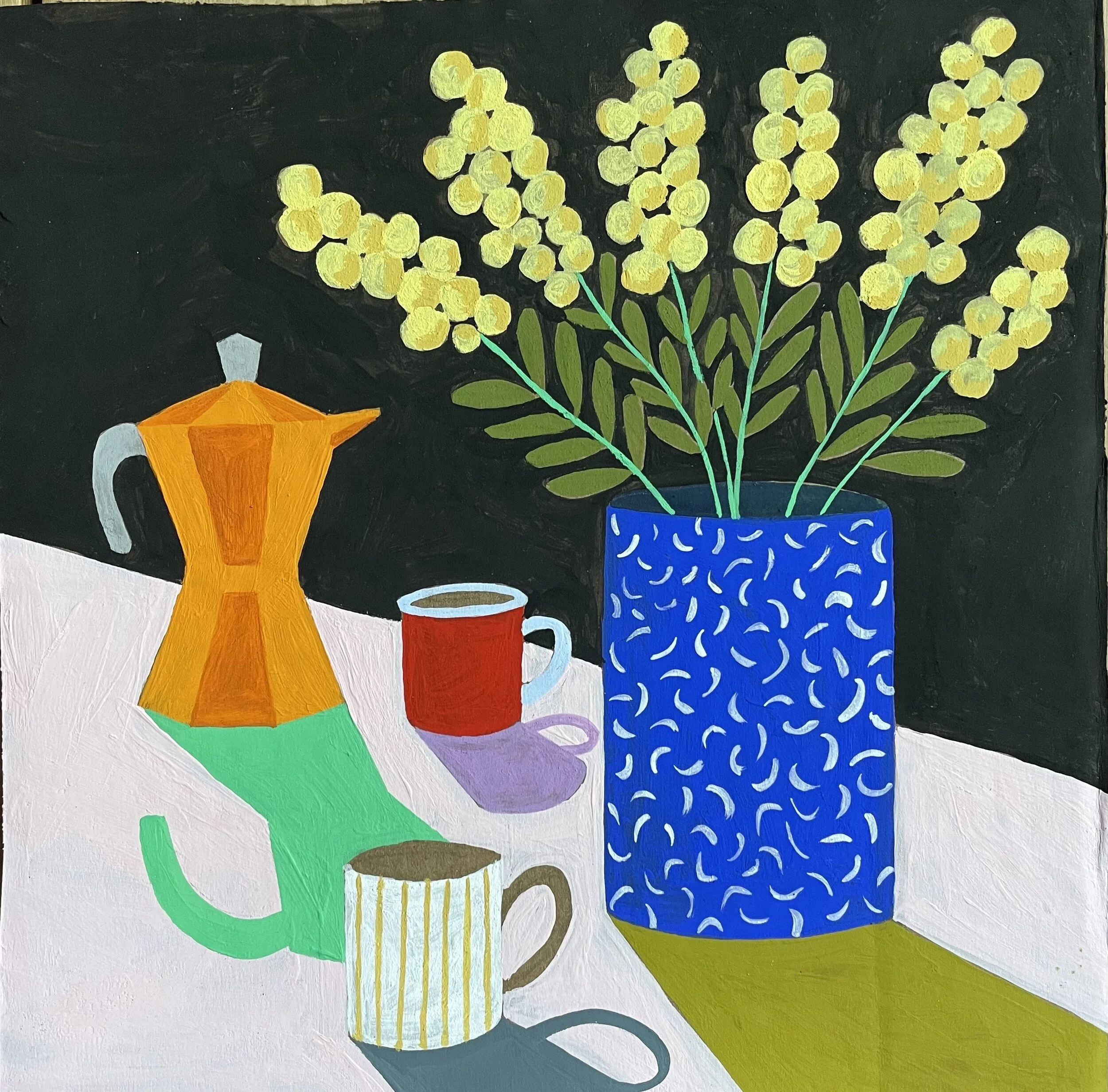 Mimosa and Coffee painting