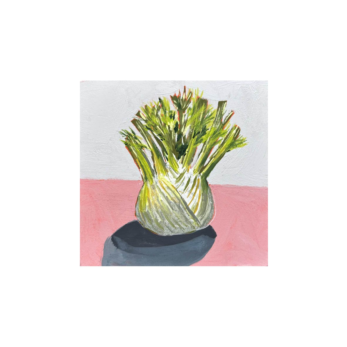 Fennel on a pink cloth painting