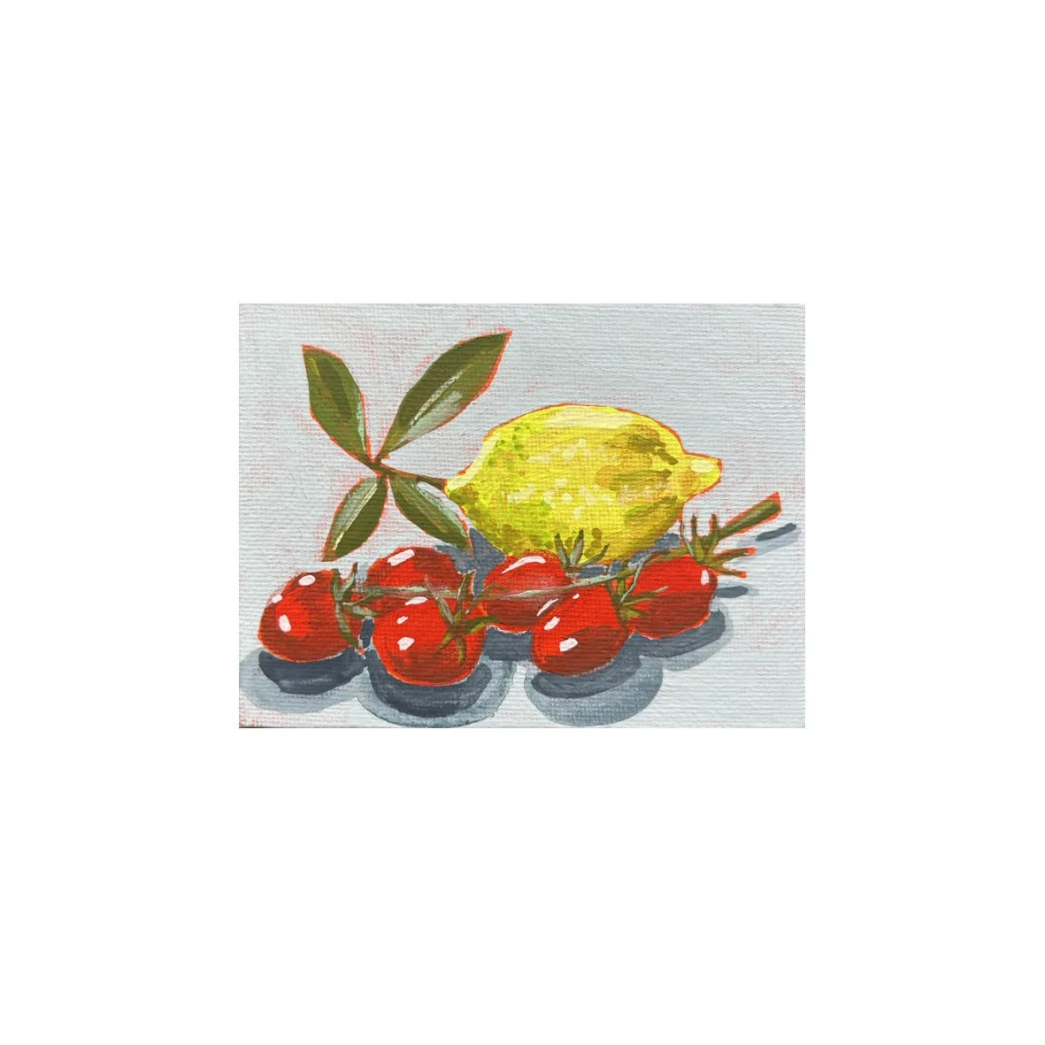 String of Tomatoes with Lemon painting