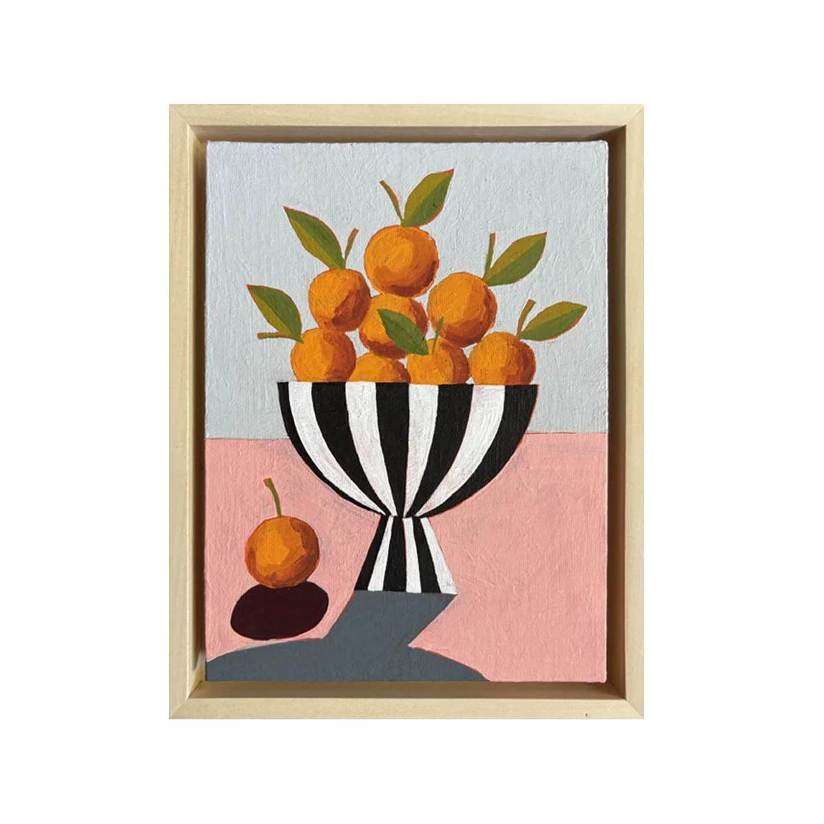 Oranges in black and white striped Bowl painting