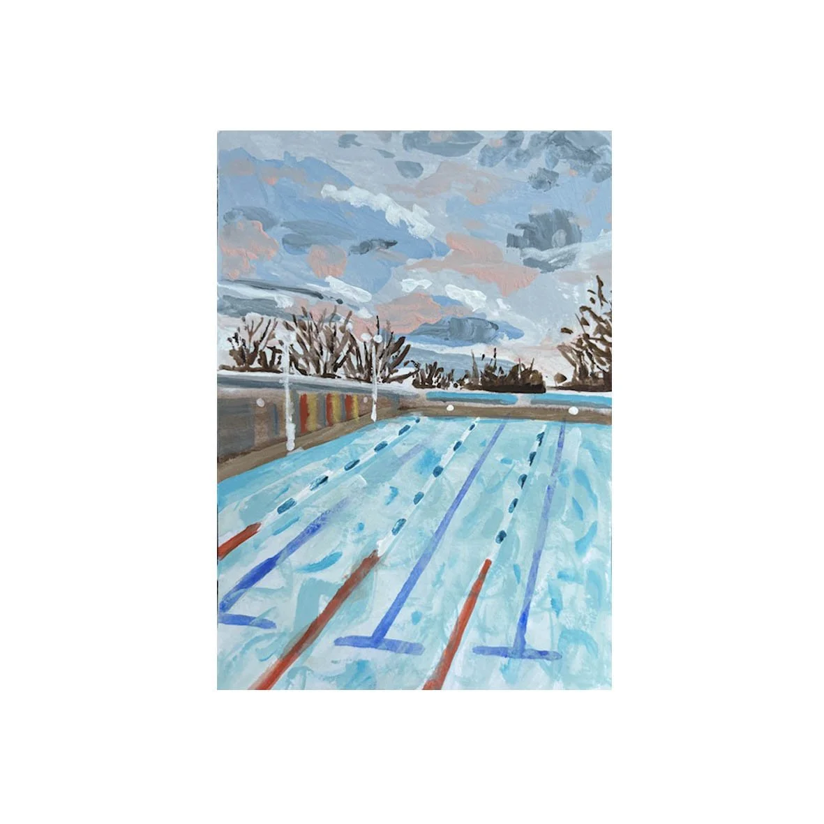 Pink and blue sky at Lido painting