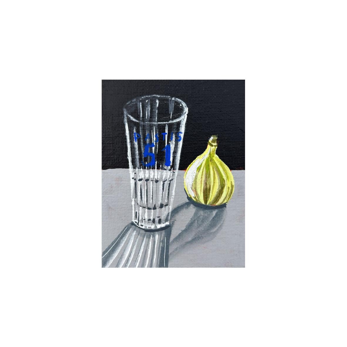 Pastis glass and a fig painting