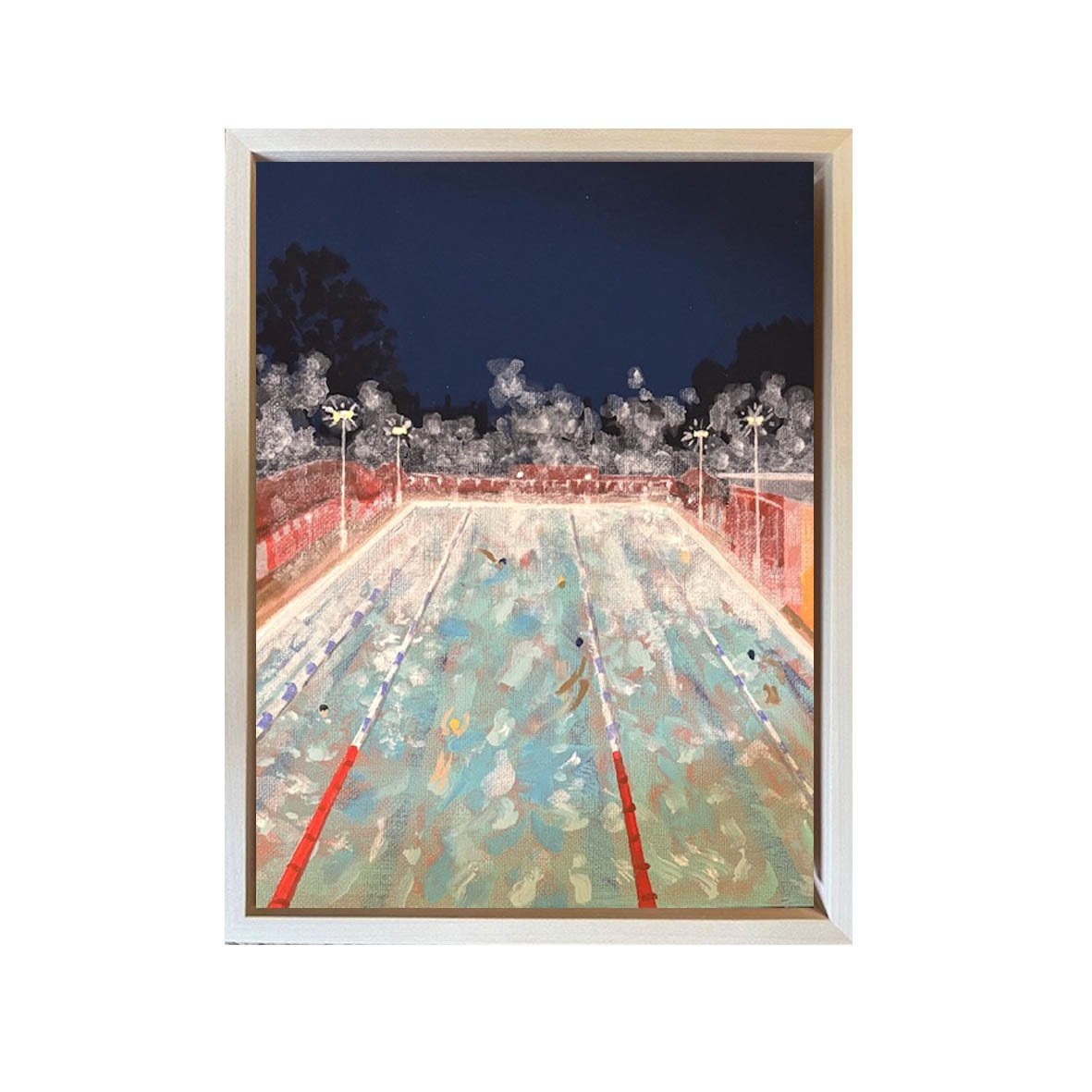 Nightime at the Lido with steam framed