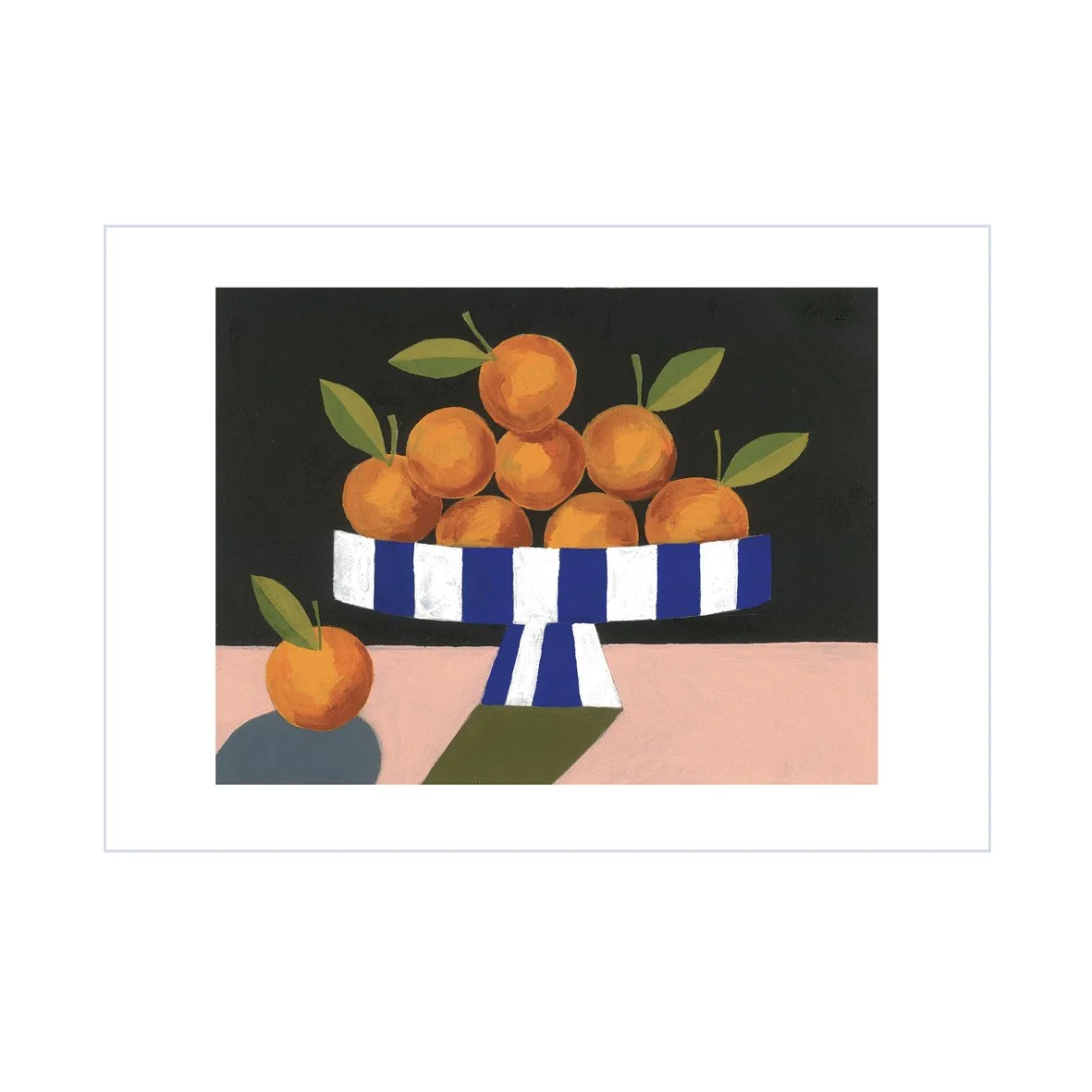 Oranges on a Striped Stand A4 Print