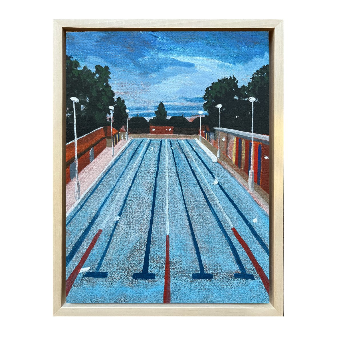 Dusk at London Fields Lido painting
