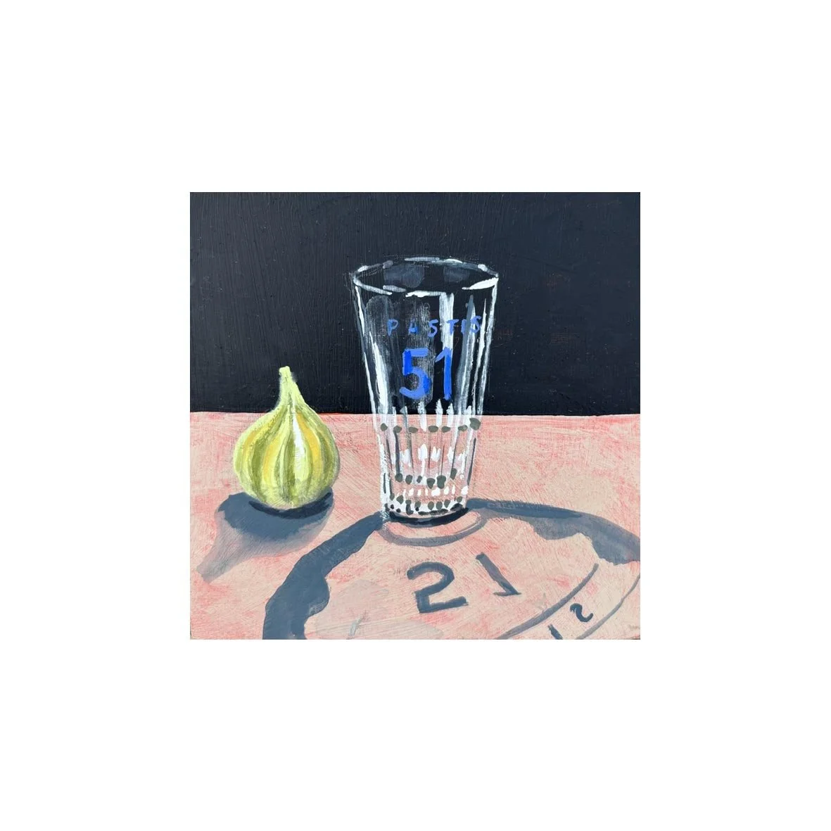Small Pastis glass painting with reflection