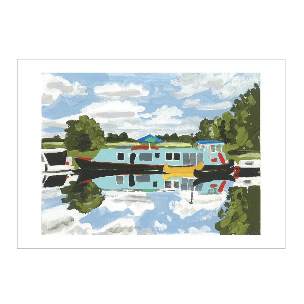 Canal boats on the River Lea A3 Print