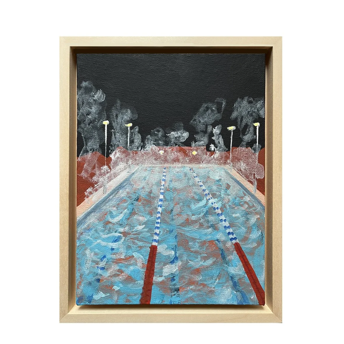 Night Lido painting framed
