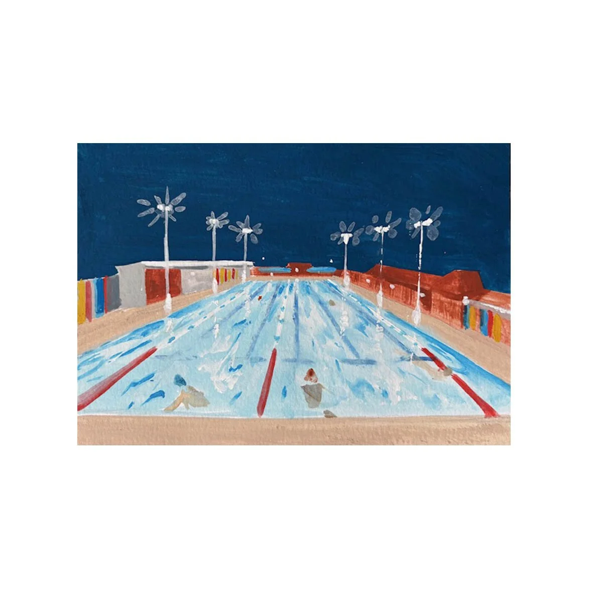 Nightime at the Lido painting on paper