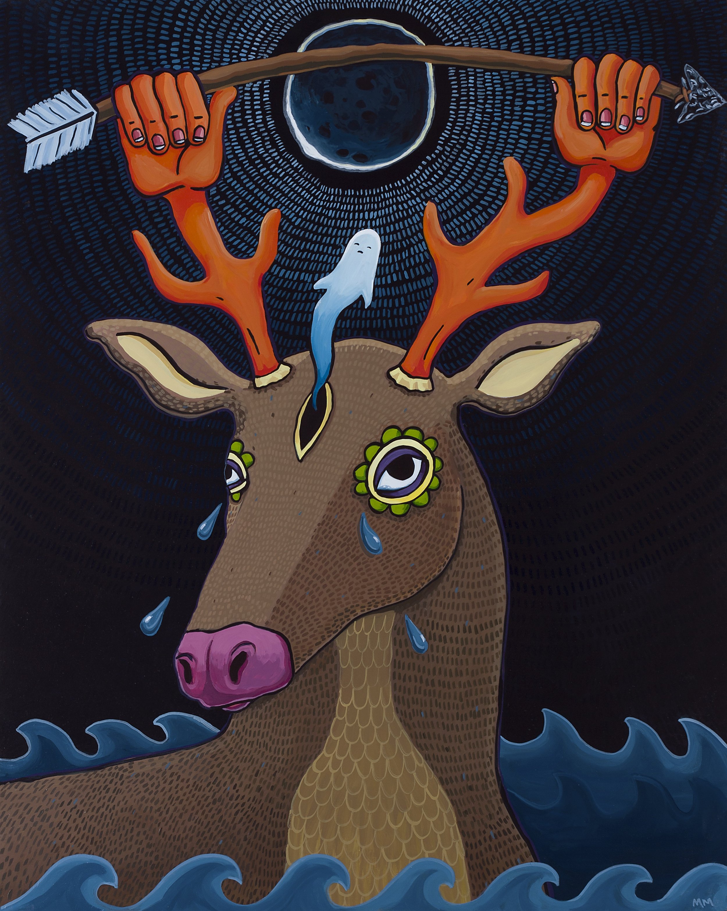 Oh Deer: Revisited <br><em>Acrylic on birch, 24"x30", 2025</em>