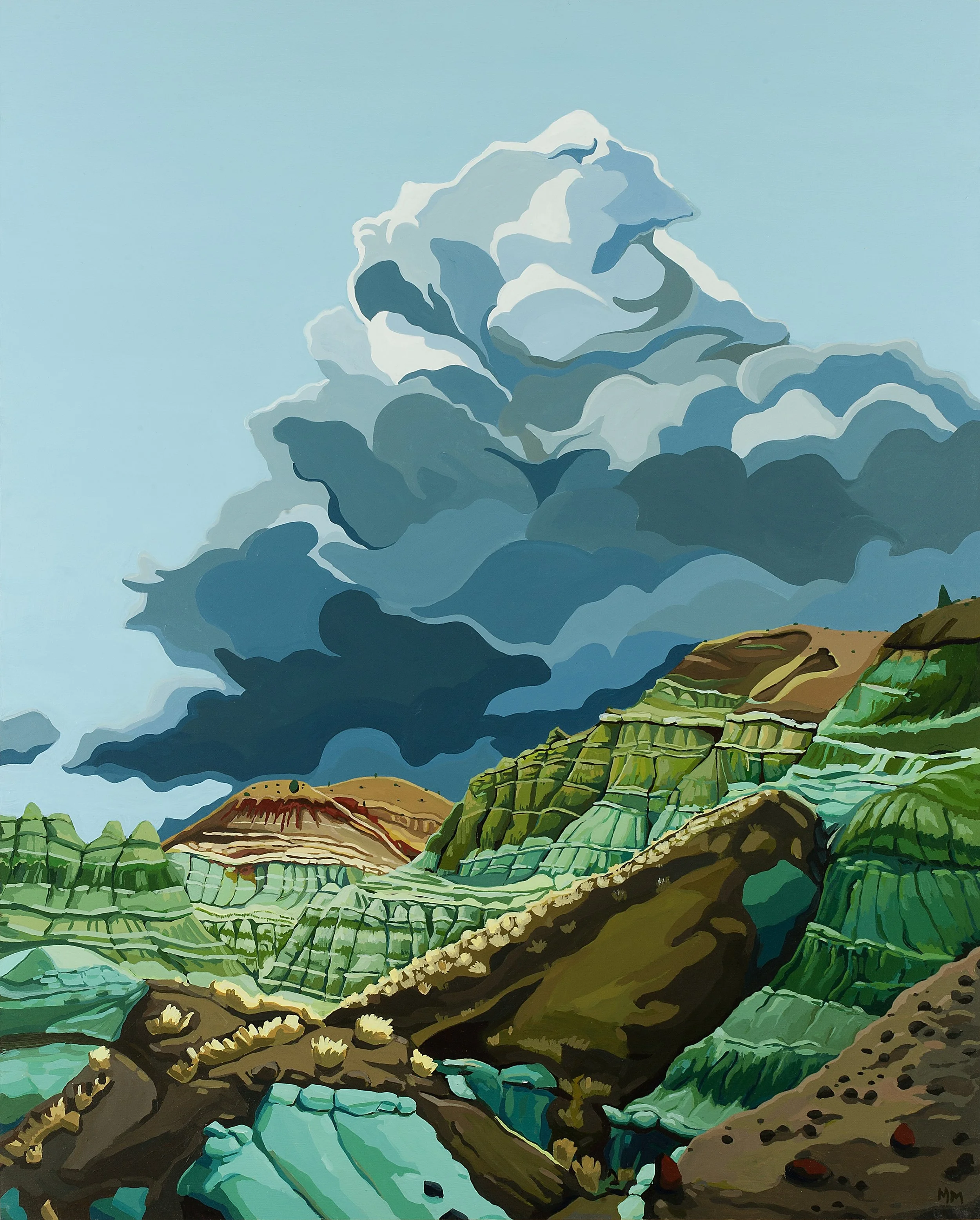 Carolla's Pinions <br><em>Acrylic on birch, 24"x30", 2025</em>