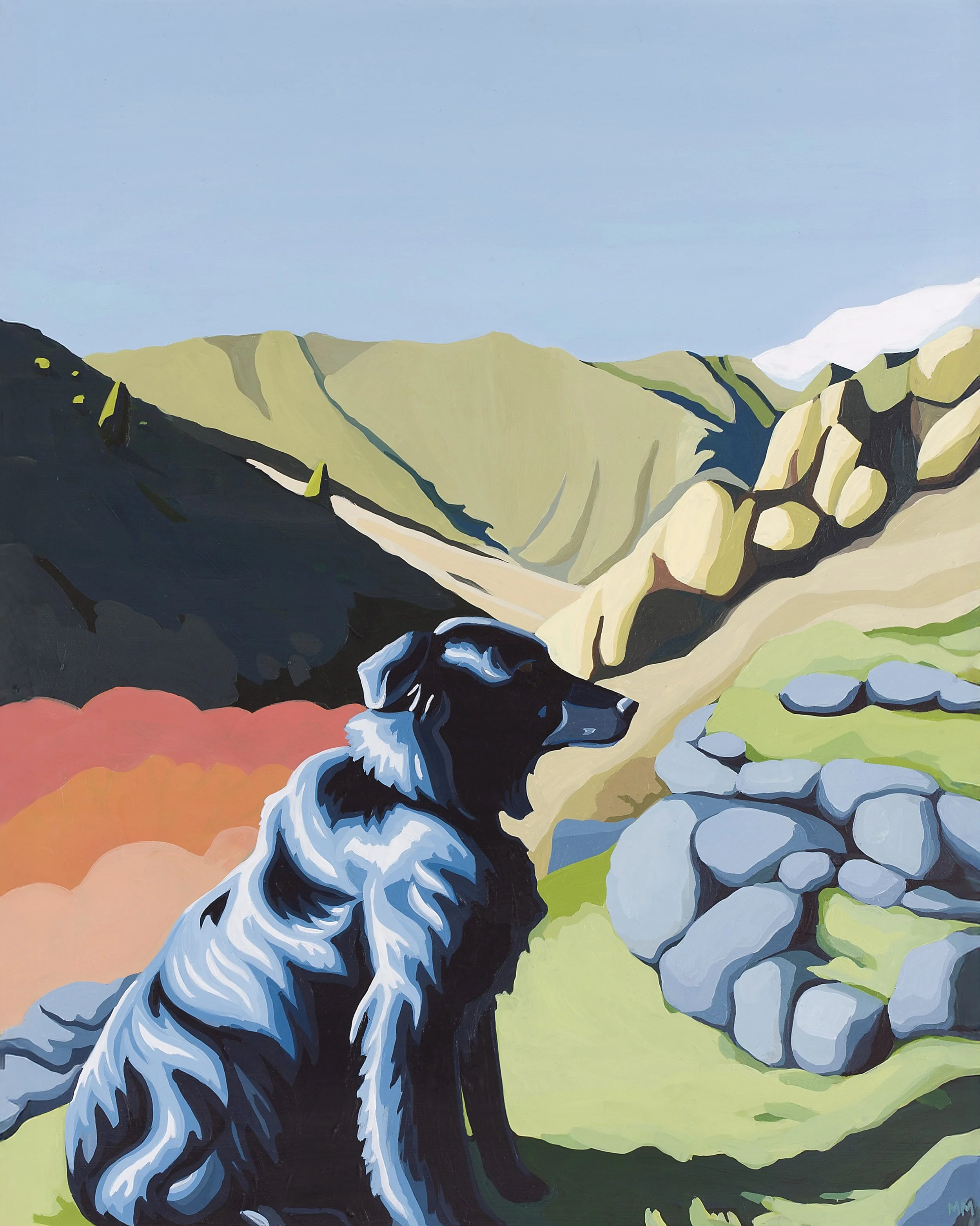 Blues at Allison Creek <br><em>Acrylic on birch, 16"x20", 2025</em>