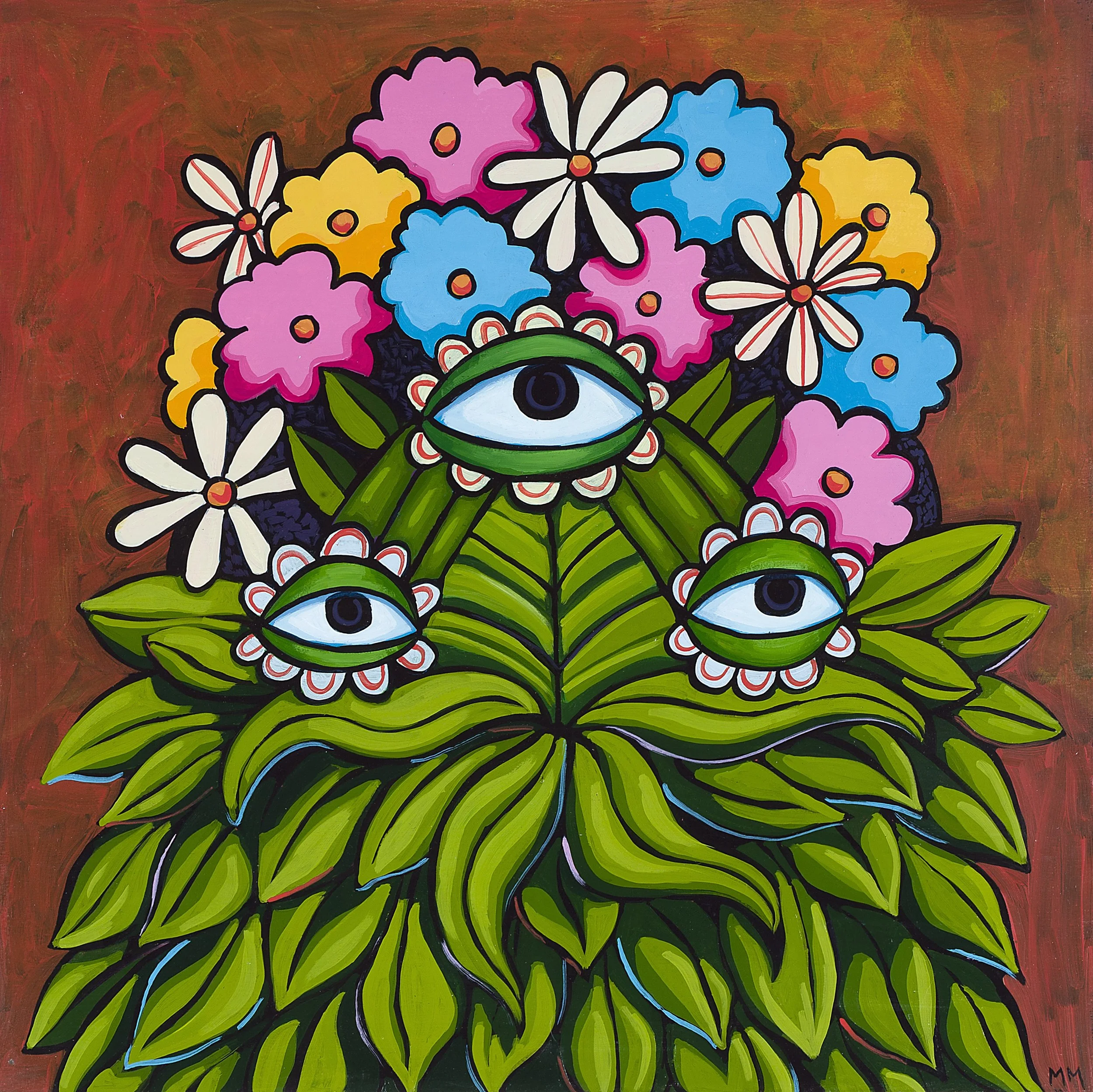 Entopic Visions <br><em>Acrylic on birch, 16"x16", 2025</em>