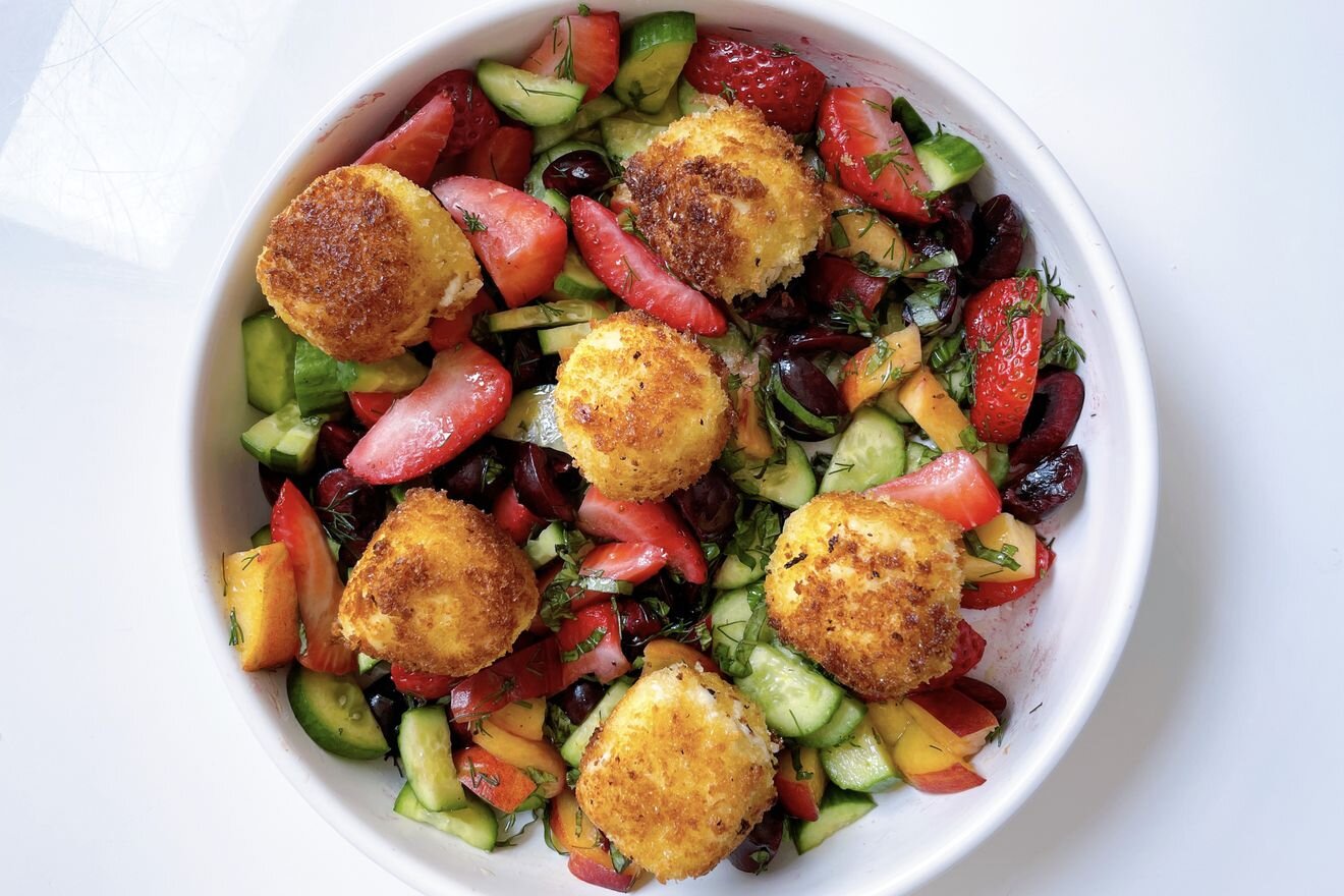 Summer Fruit Salad With Fried Goat Cheese