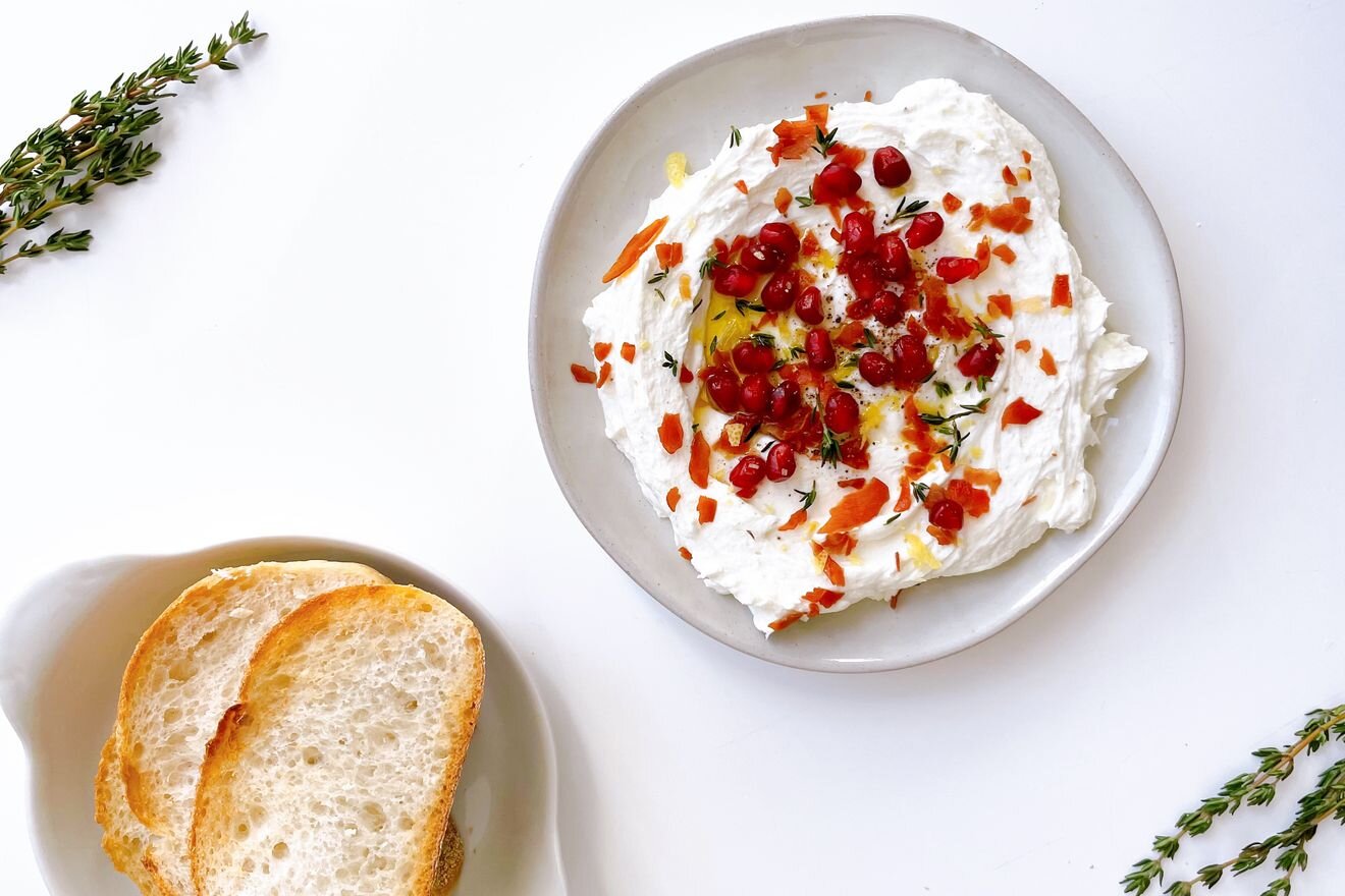 Lemony Whipped Goat Cheese With Crispy Prosciutto &amp; Pomegranate