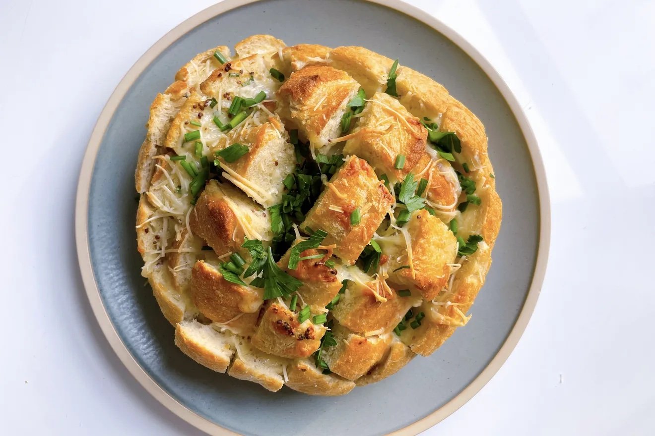 Cheesy Pull-Apart Bread With Mustard &amp; Chives