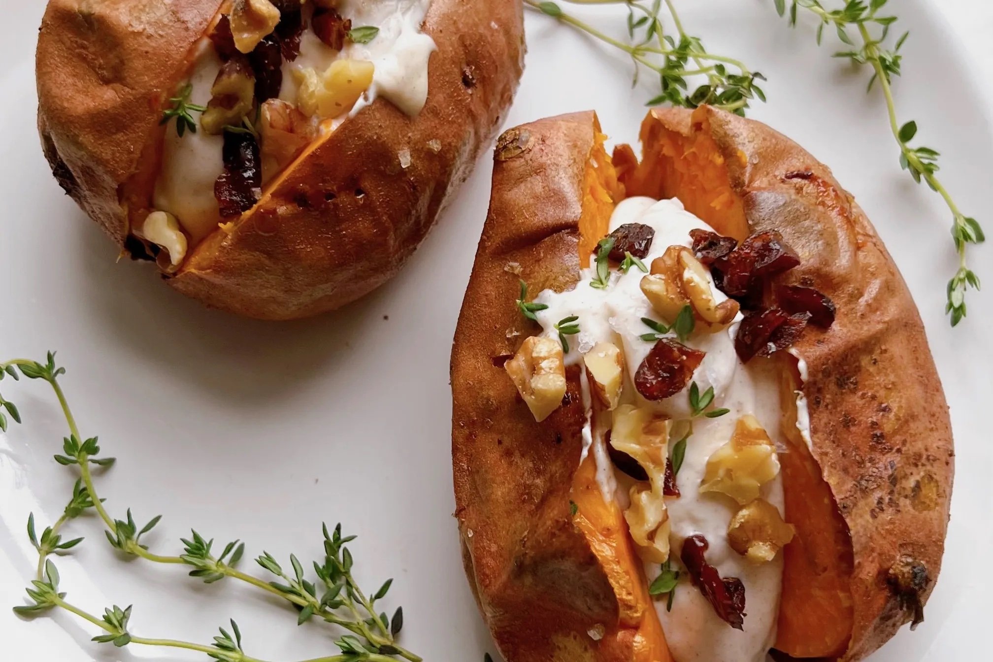 Baked Sweet Potato with Goat Cheese