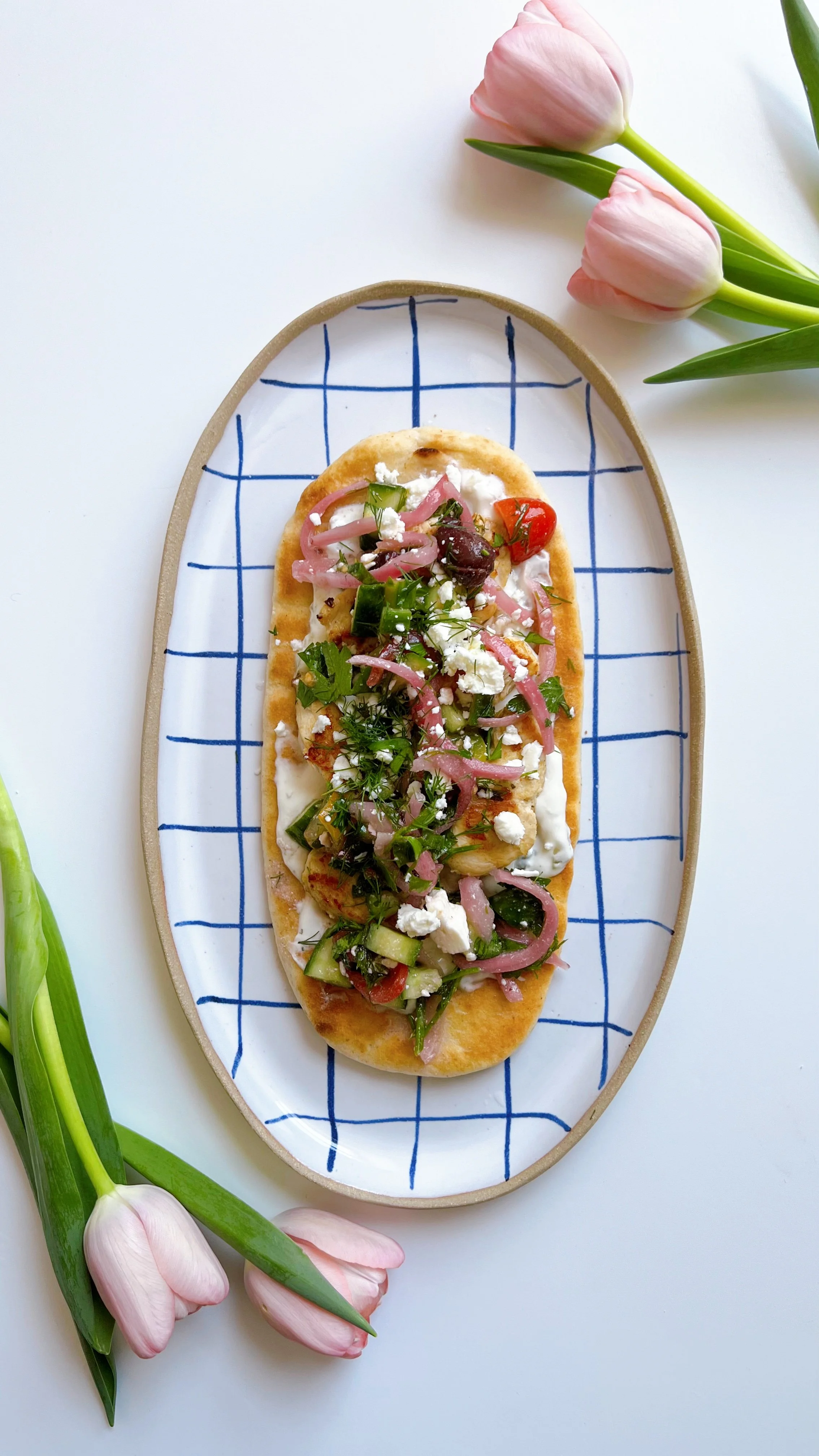 RECIPE: Feta, Grilled Chicken and Greek Salad Flatbreads