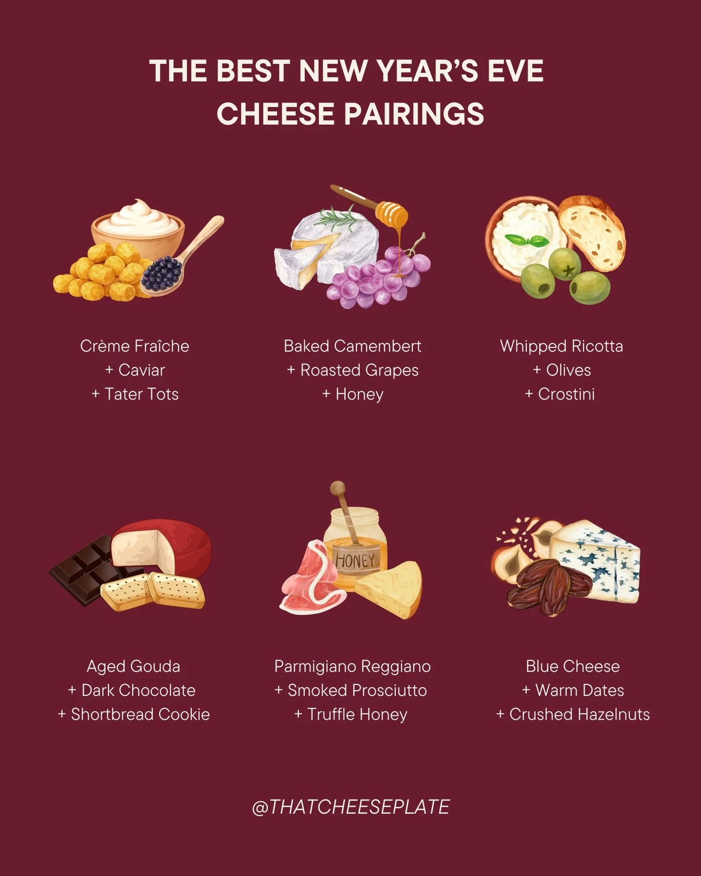 NYE CHEESE PAIRINGS 🪩 Think decadent, classy, and perfect to pair with a crisp glass of champagne. Which combo are you trying first?

#newyearseve #appetizers #cheesepairings