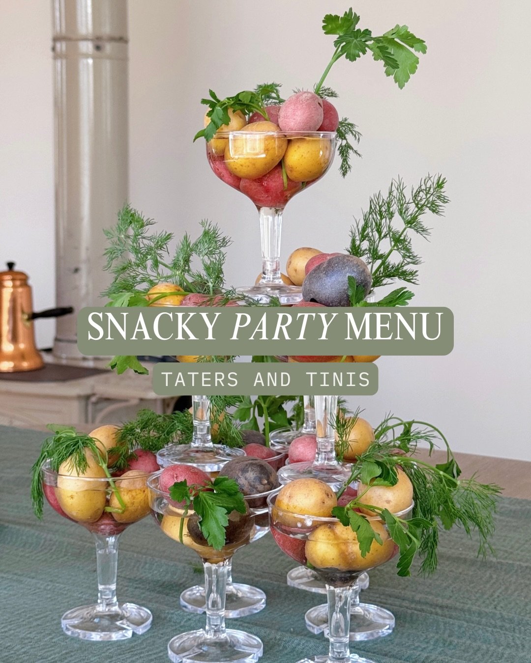 SAVE FOR YOUR POTATO PARTIES 🌱🥔 This snacky menu is full of briny, savory and starchy notes with my ~cheese skewer~ martinis to pair. Let me know which one I should share on the newsletter this week!

Comment APPS and I&rsquo;ll message you the lin