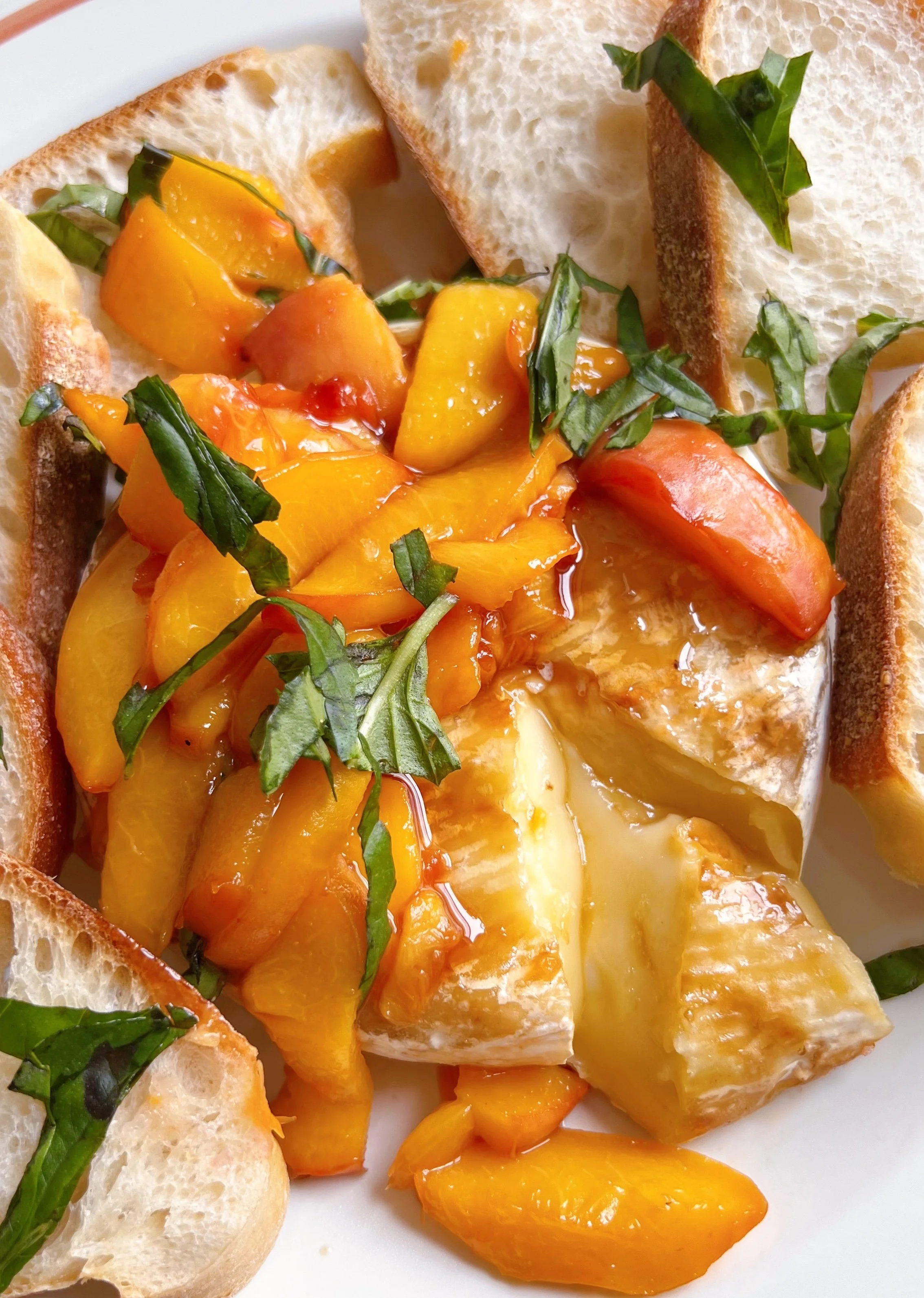 Grilled Brie with Hot Honey Peaches 
