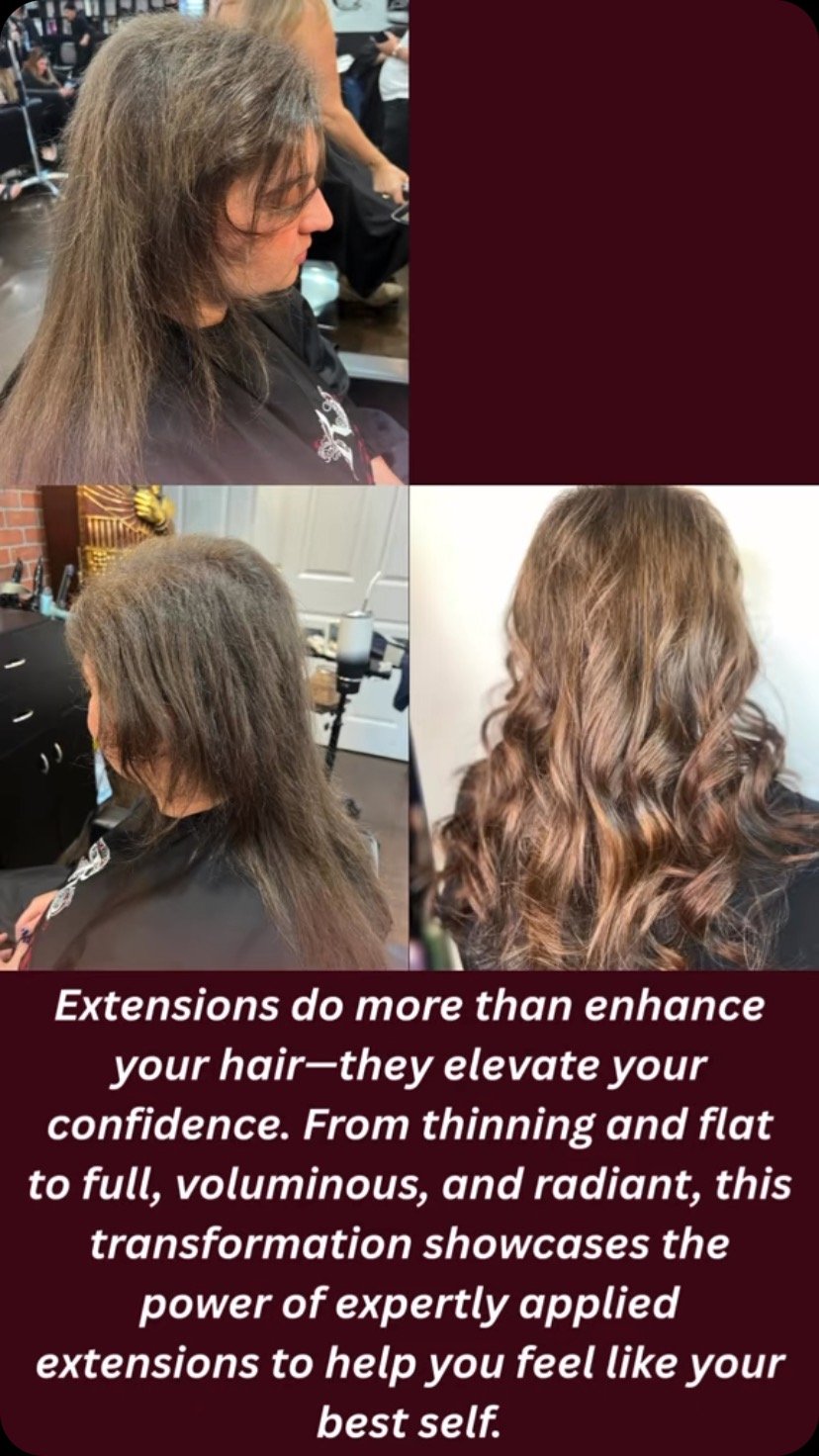 Extensions do more than enhance your hair—they elevate your confidence. From thinning and flat to full, voluminous, and radiant, this transformation showcases the power of expertly applied extensions to help you feel like your best self.
Tran
