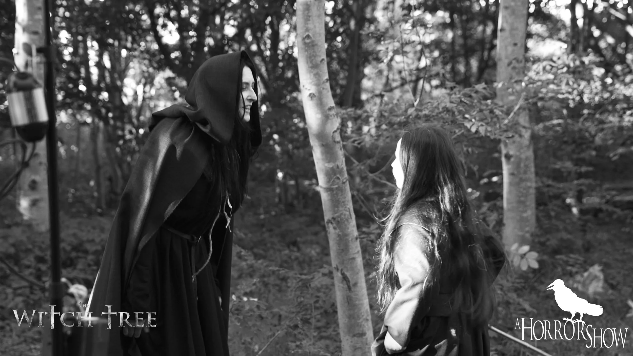 Ceejay and Scarlet Sargent on the set of The Witch Tree.