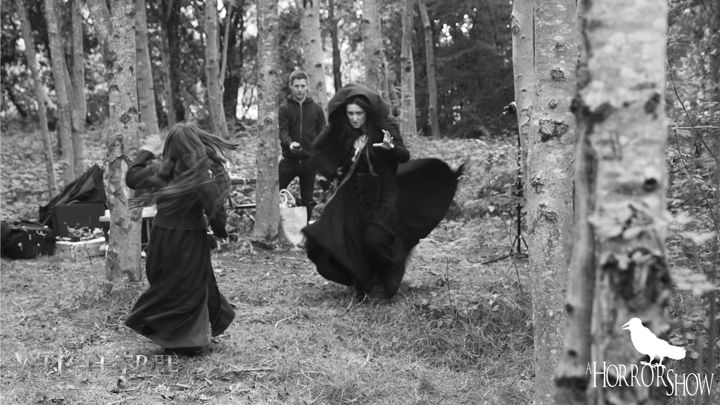  Behind the scenes on the set of The Witch Tree short horror film. 