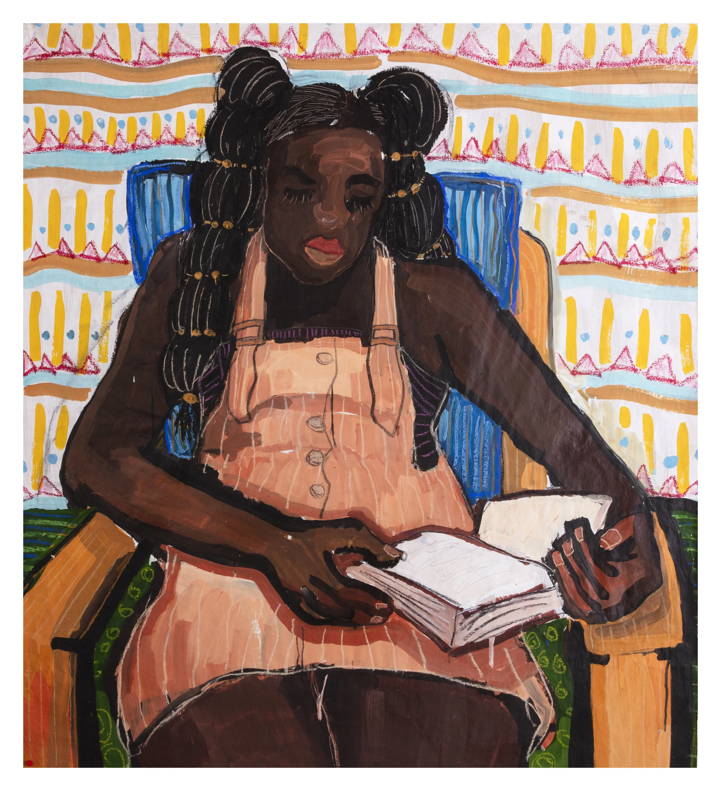 The Reader, 2020, 100x113cm, pastel and acrylic on paper
