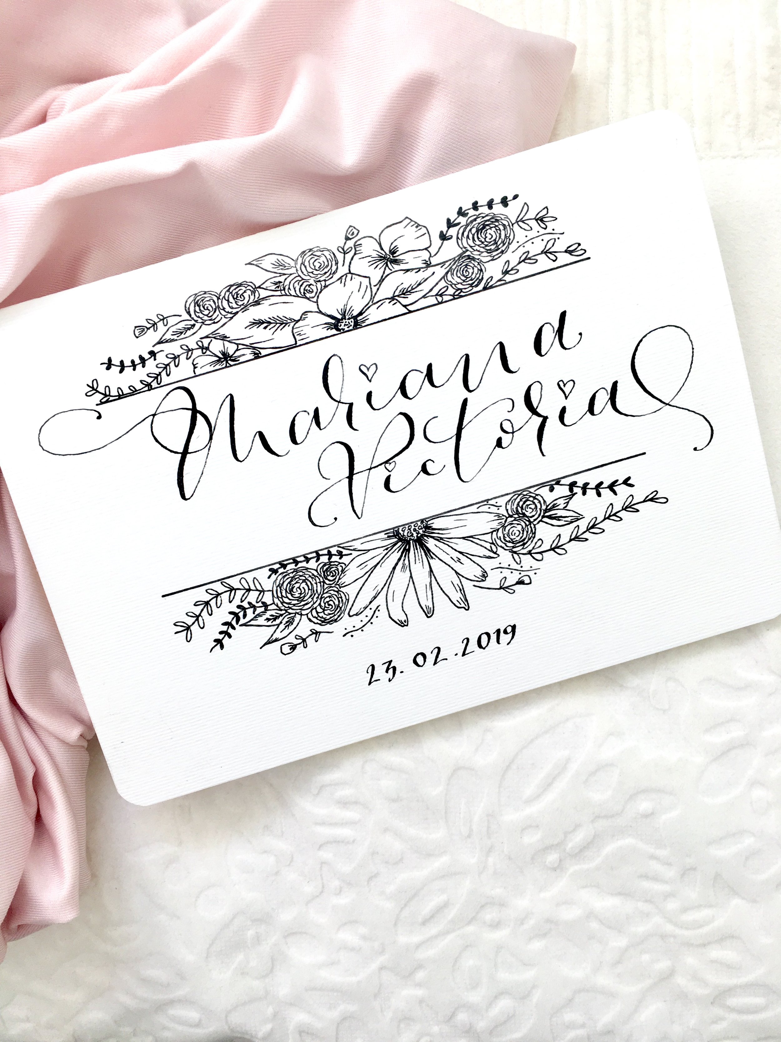 Personalised hand lettered card with floral illustration.jpg