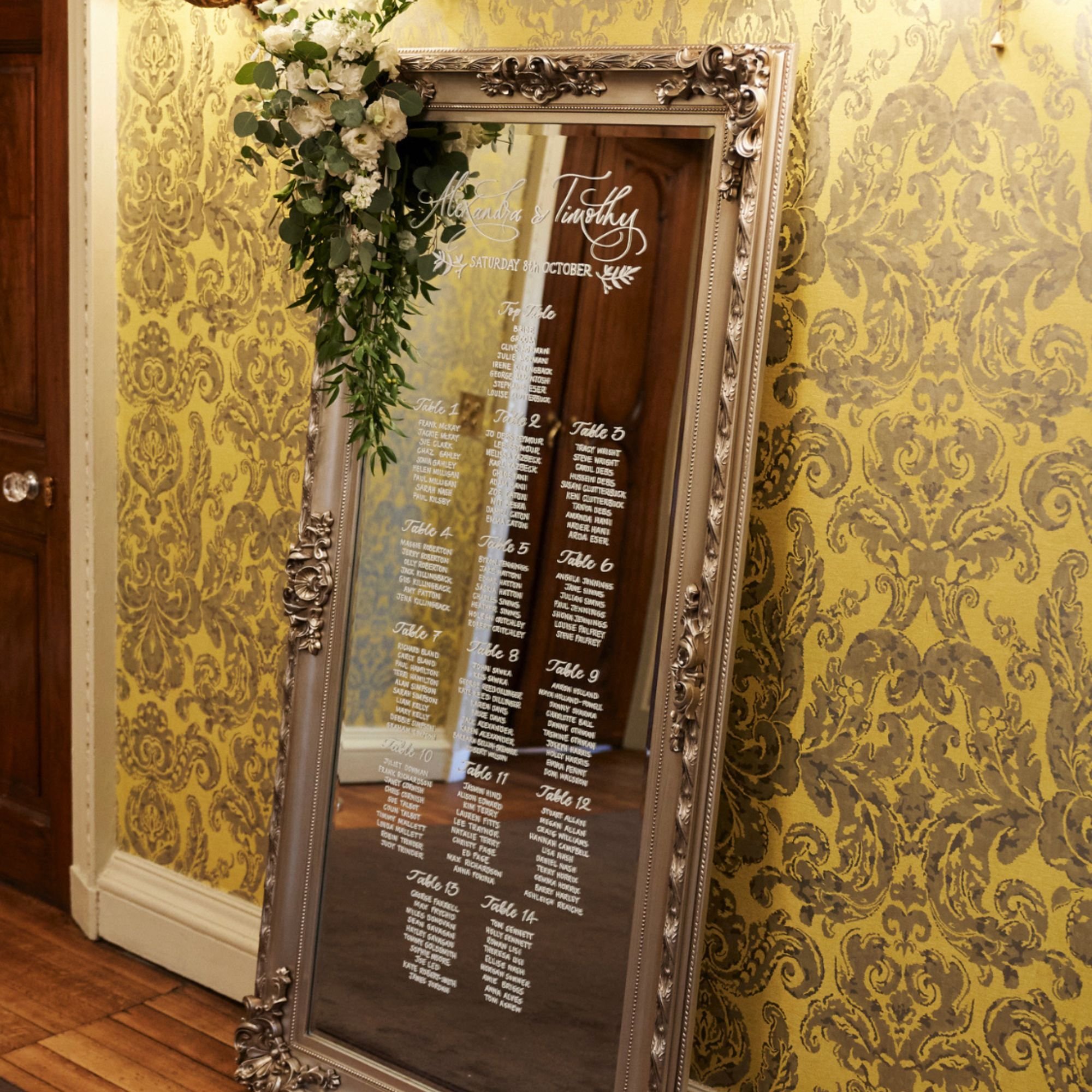 Mirror seating table plan in Mint Lettering calligraphy Buckinghamshire.jpg