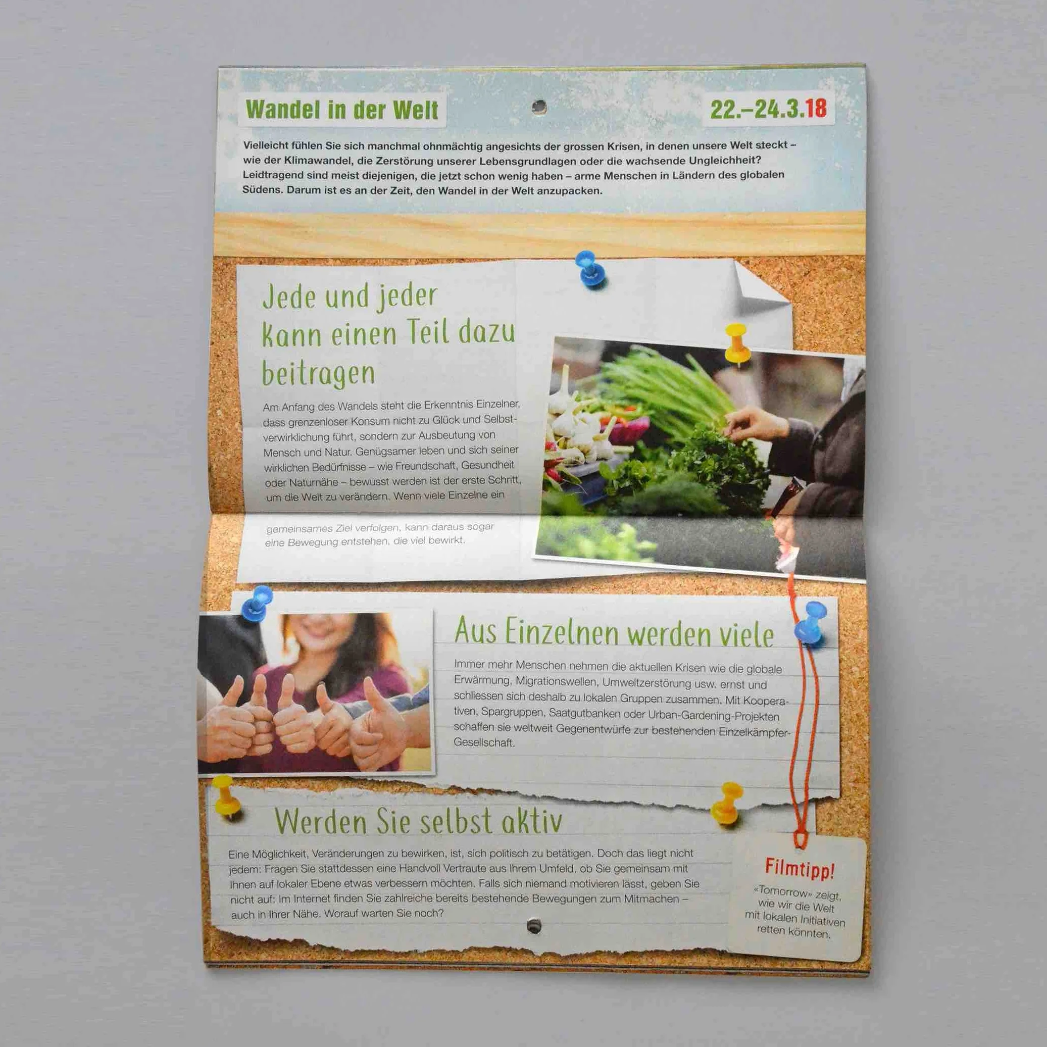 Innenseite zum Thema Wandel in der Welt des Fastenkalender 2018