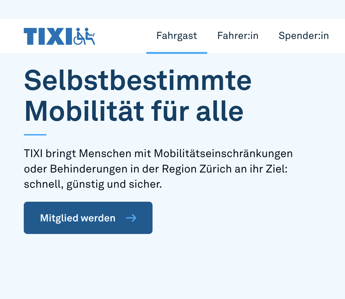 Website-Texte TIXI Fahrdienst Zürich
