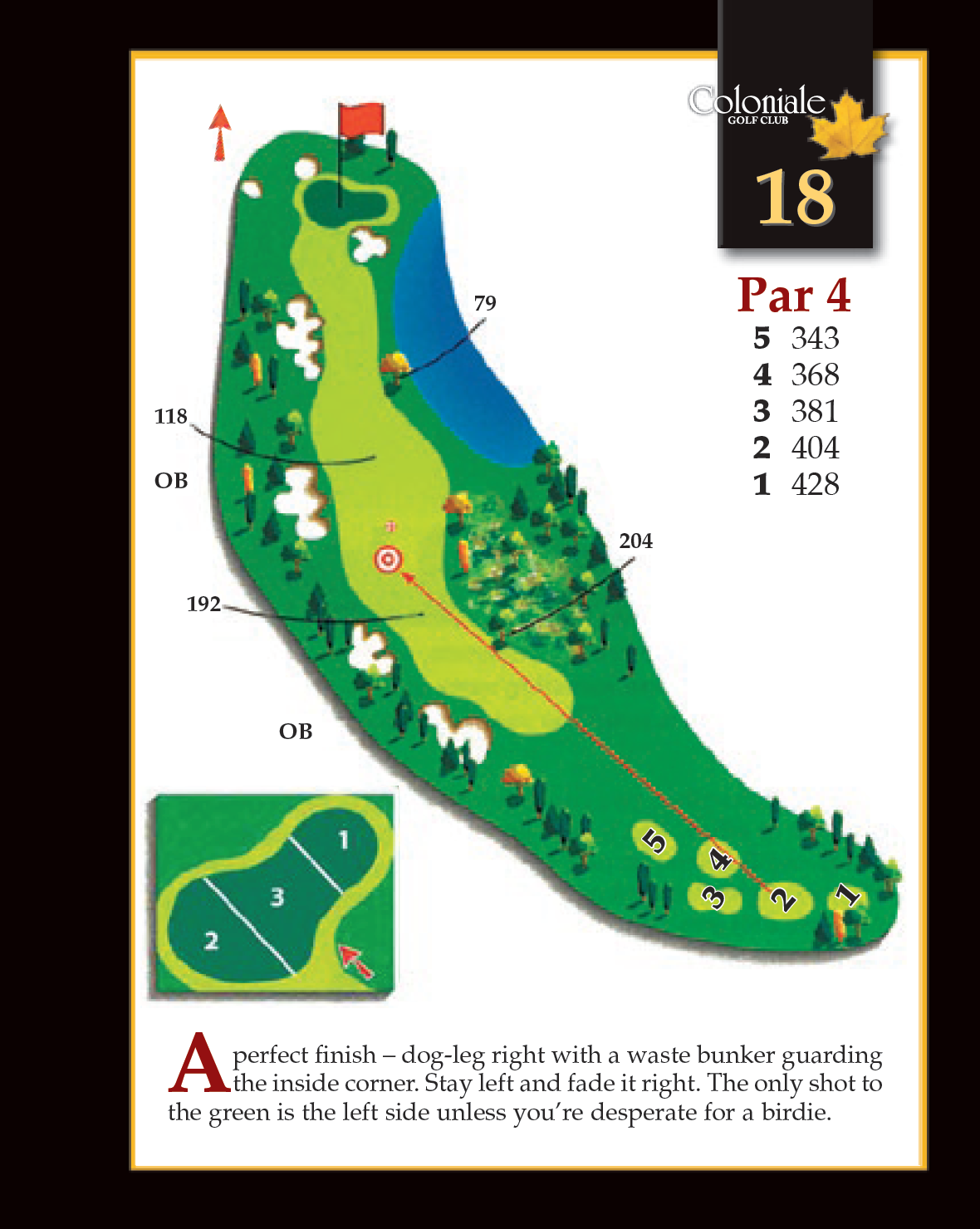 Coloniale Golf Scorecard Edmonton Beaumont - Hole 18