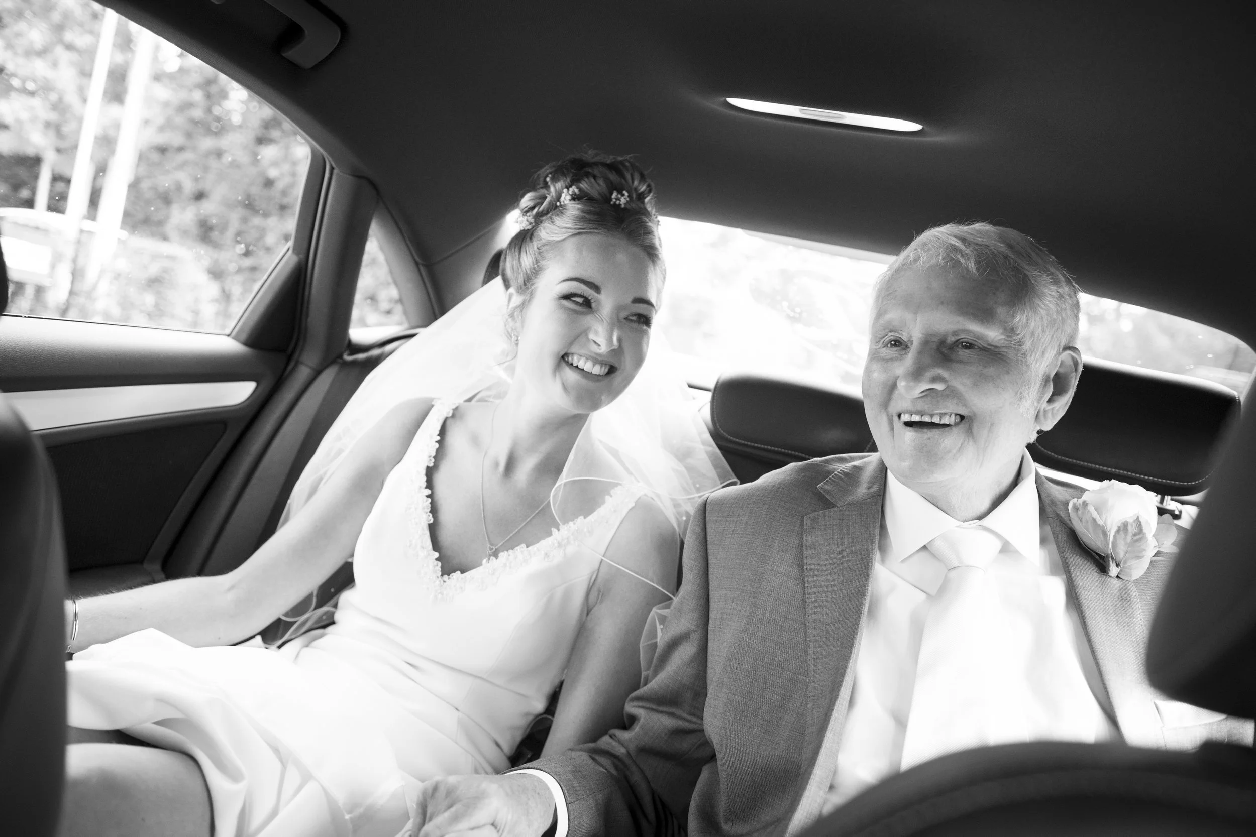 Rustic Barn Father and Daughter Wedding Photography, Bridesmaids and Bride Getting Ready Wedding Photography Sussex + Black + White Wedding Natural + Relaxed Photography - Chapel Barn, Bolney