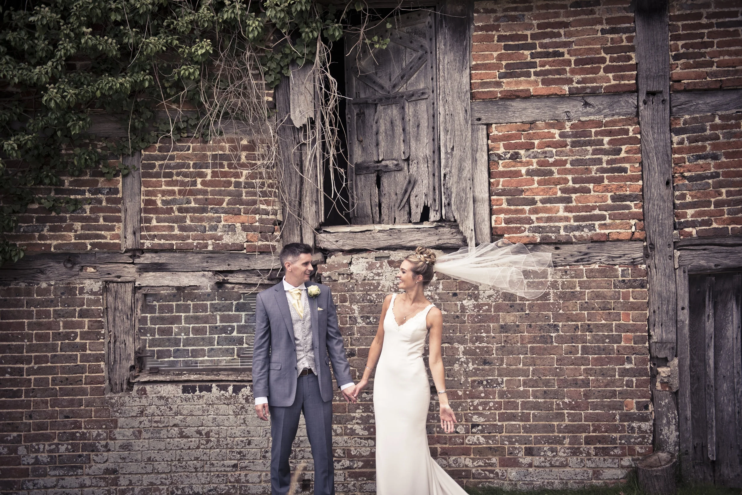 Rustic Barn Wedding Photography, Bride and Groom Romantic Wedding Photography Sussex + Black & White Wedding Natural + Relaxed Photography - Chapel Barn, Bolney - Sarah Wenban Wedding Photography
