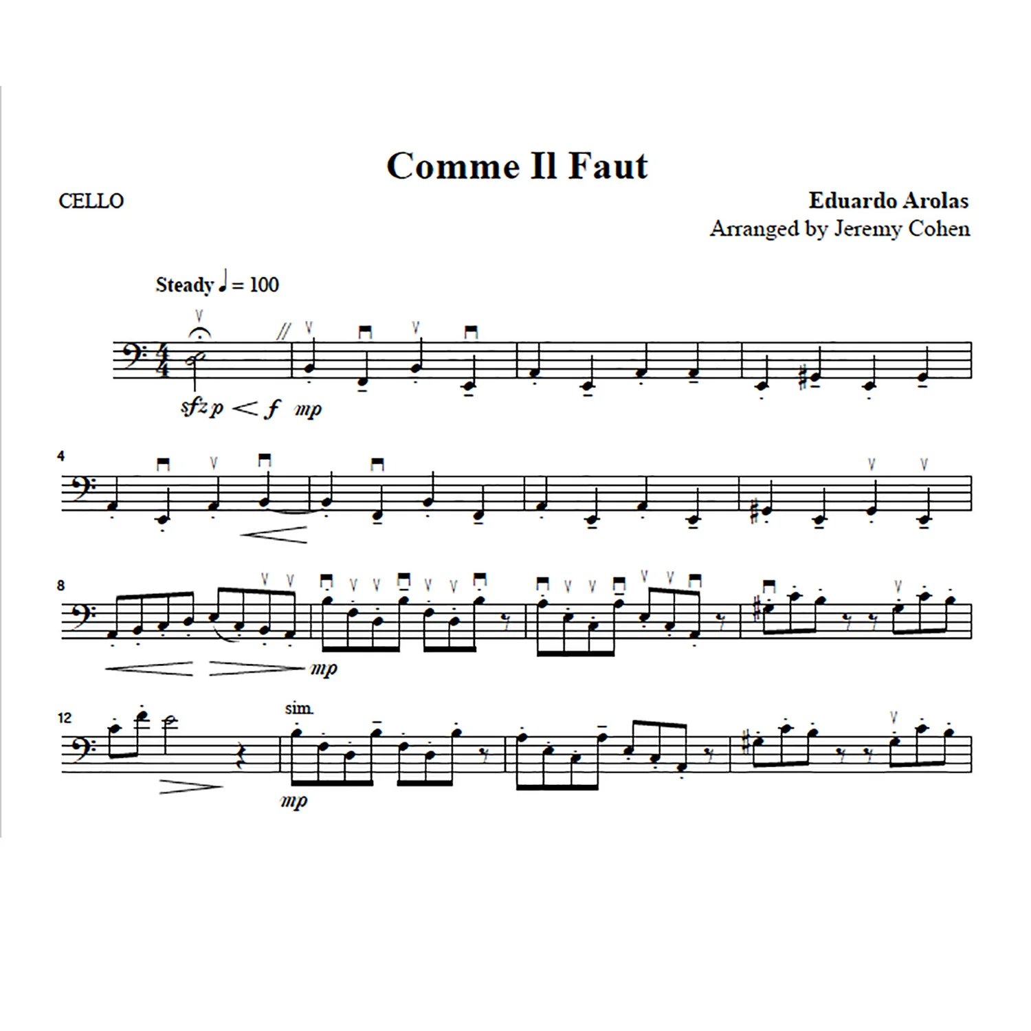 Comme Il Faut Violin Cello Or Violin Viola Violinjazz Publishing