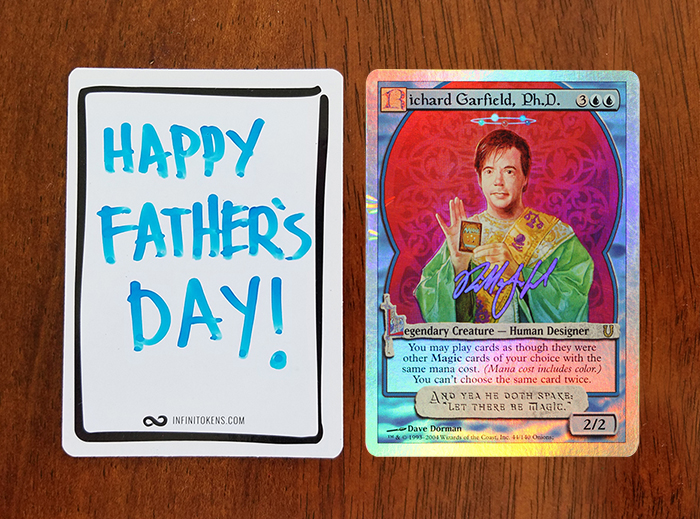 father's day mtg card magic token — InfiniTokens Dry Erase Cards Is your dad a Wizard of Wisdom Custom MTG Style Cards, Personalized