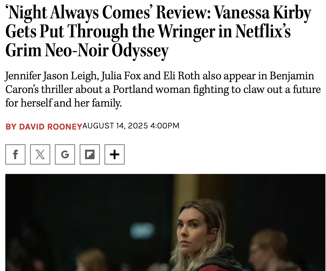 ‘Night Always Comes’ Review: Vanessa Kirby Gets Put Through the Wringer in Netflix’s Grim Neo-Noir Odyssey - The Hollywood Reporter