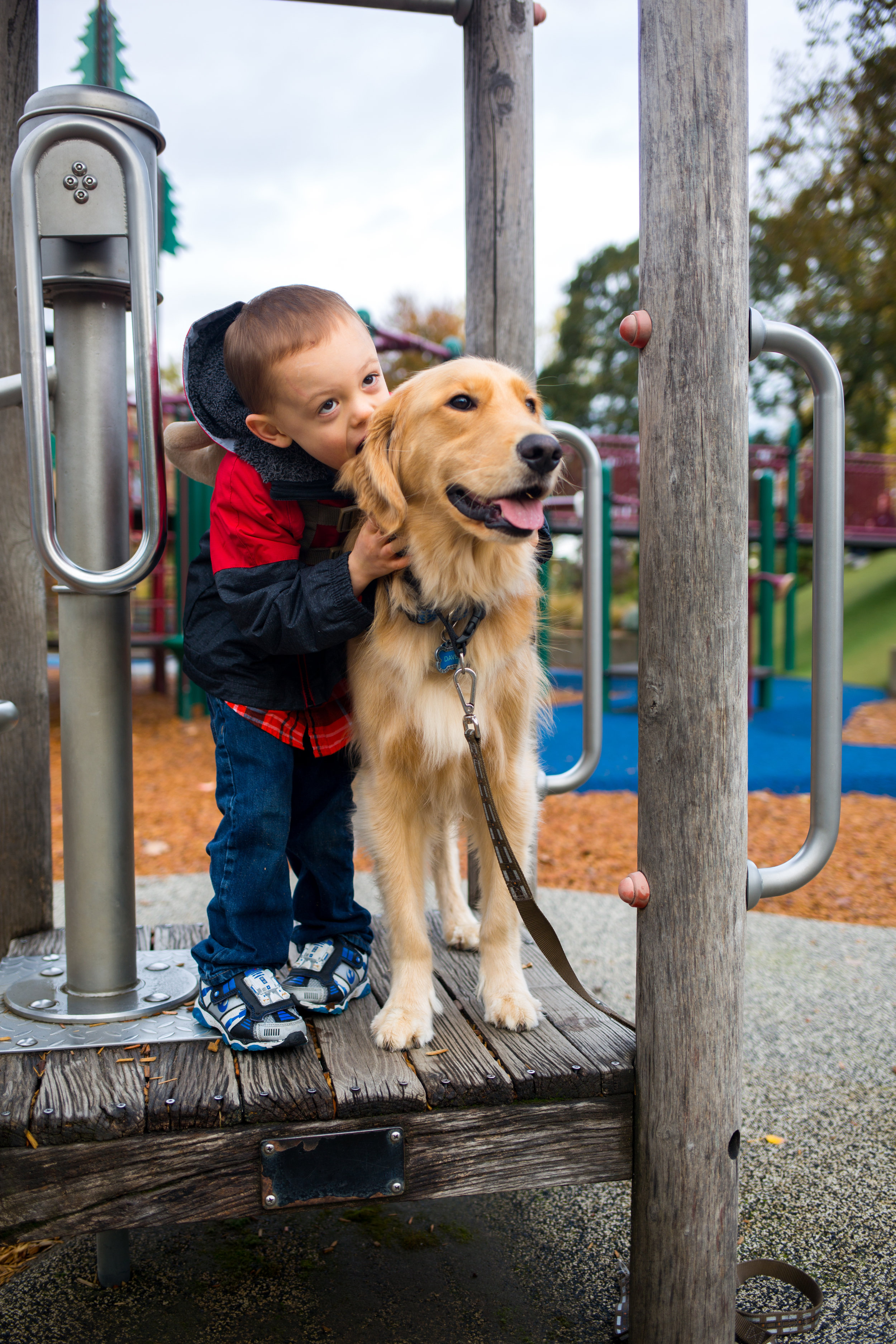  Dave comforts James in new situations and allows him to be more independent as he runs and plays without the constant need of his mother by his side.&nbsp; "Even when James is taking a bath, Dave will be sitting right next to the tub," Paige says. "