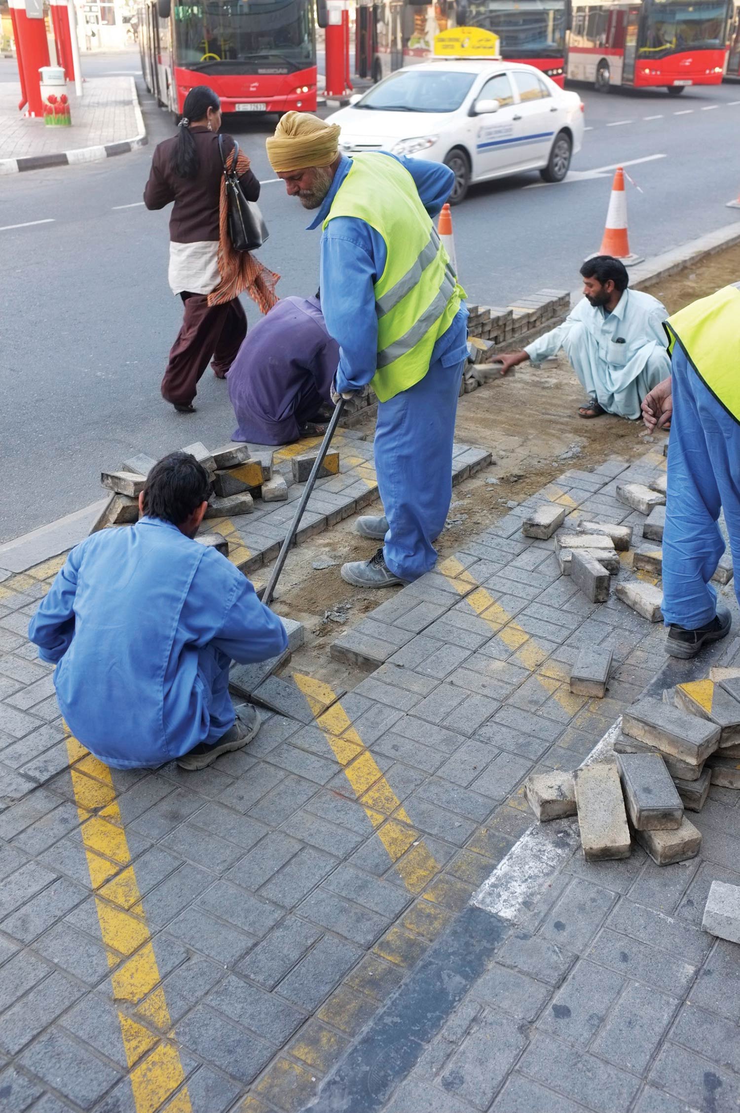  Pavement bricks being removed  Al Ghubaiba bus station, Bur Dubai 